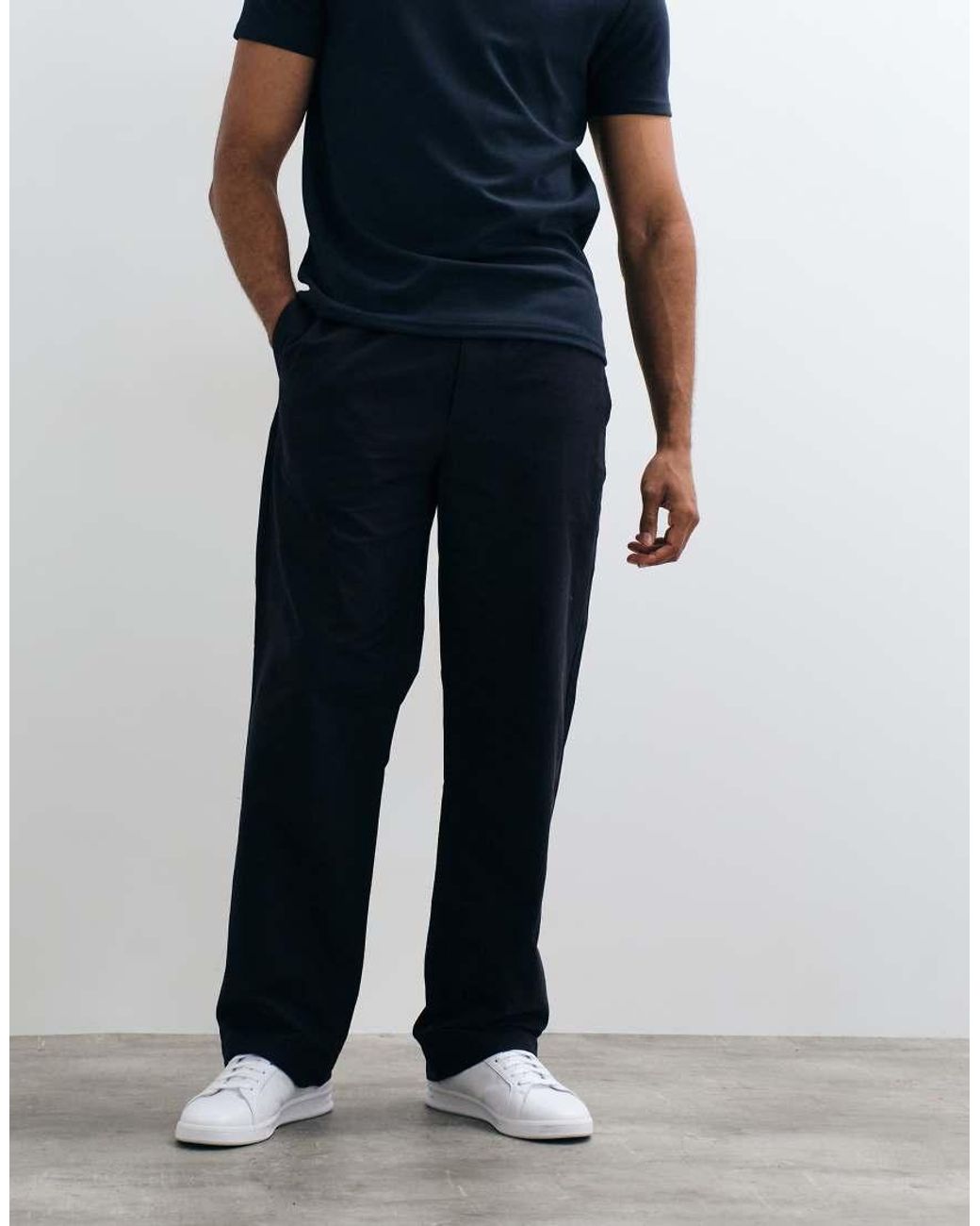 ARKET Blue Pure Cotton Pull On Smart Trouser for men