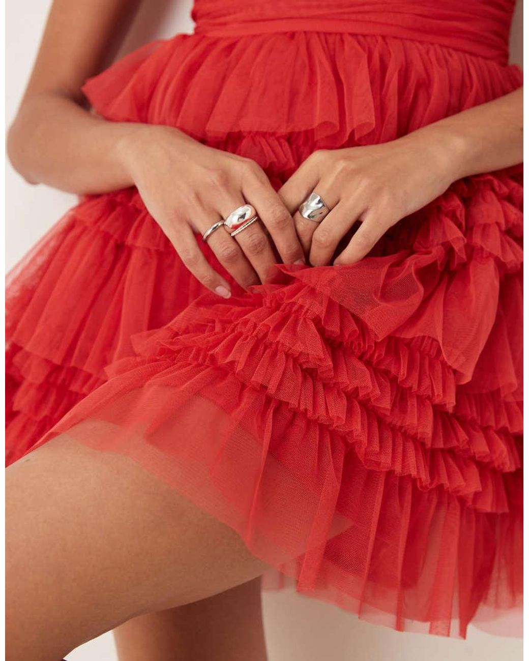 ANAYA Red Ruffle Cami Mini Dress