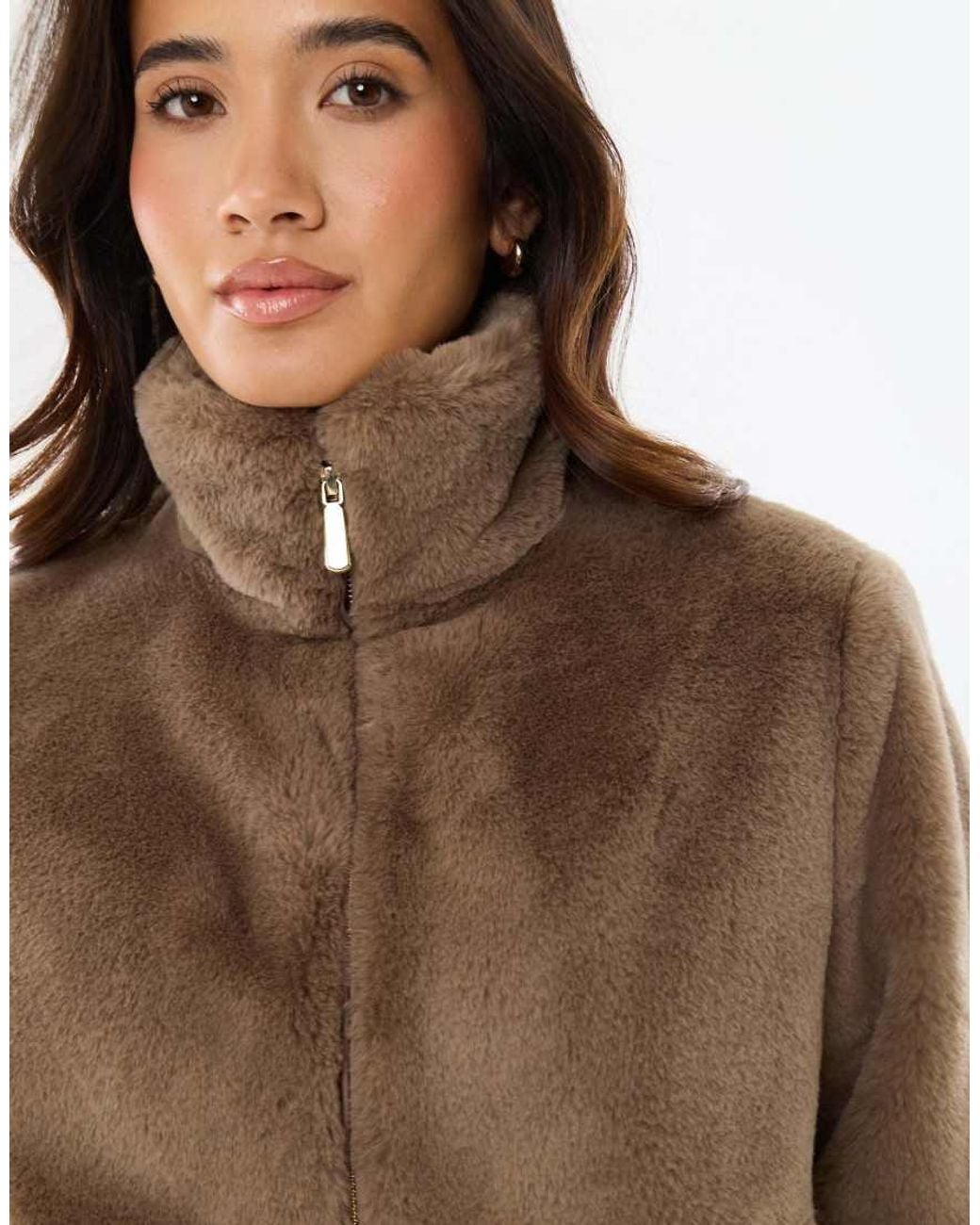 Threadbare Brown Faux Fur Bomber Jacket