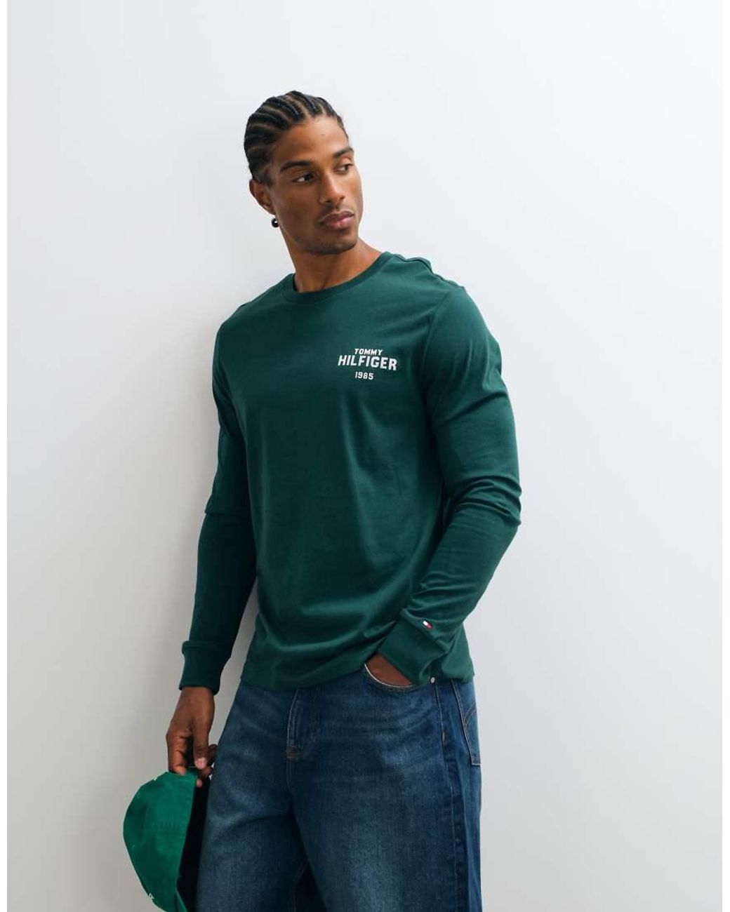 Tommy Hilfiger Green 1985 Graphic Logo Long Sleeve T-Shirt for men