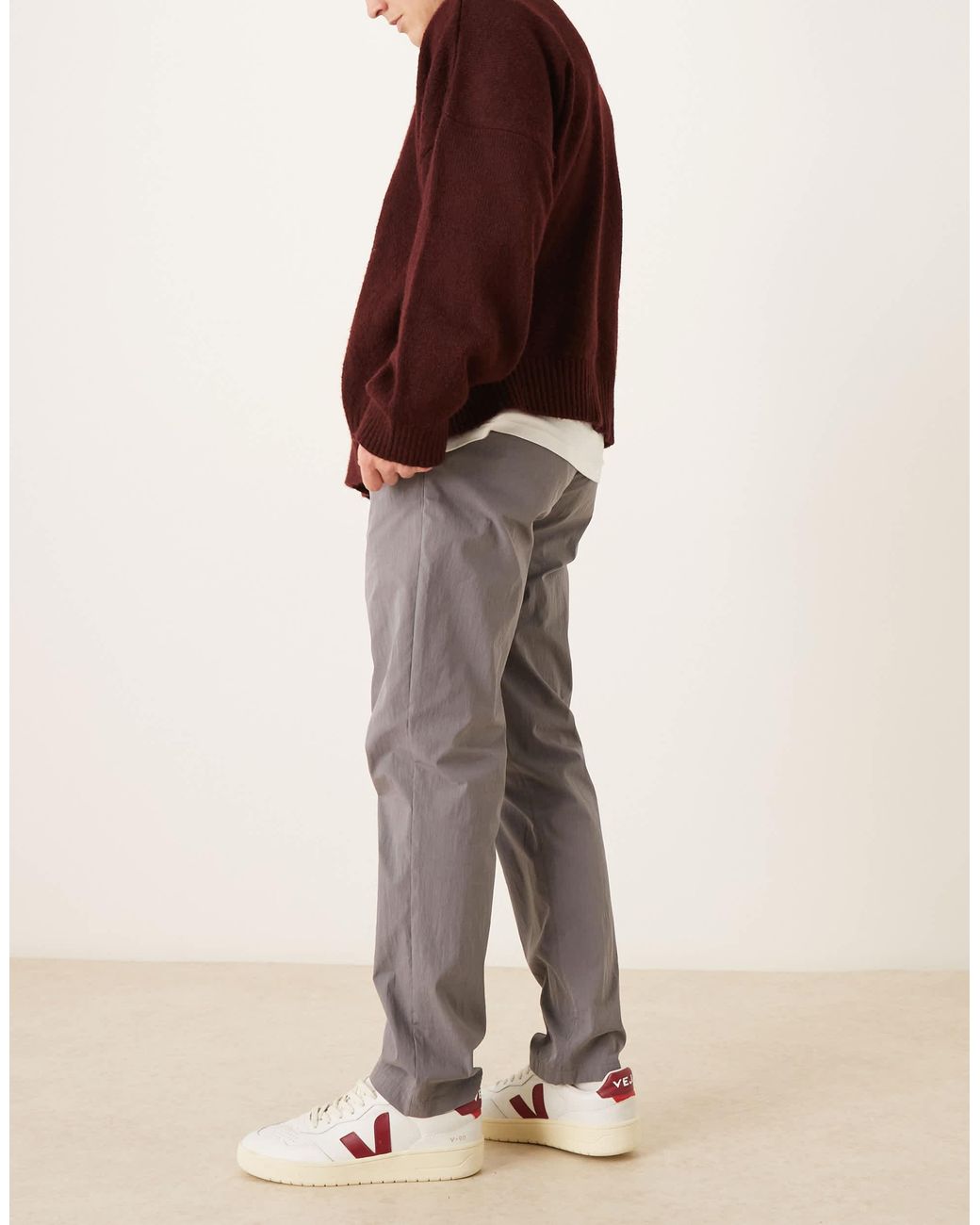 ASOS Gray Slim Pull On Trousers for men