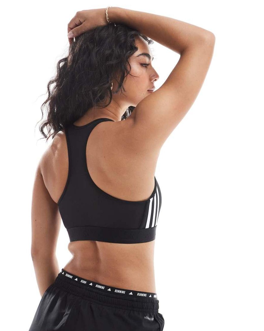 Adidas Originals Purple Adidas Training Hyperglam Mid Support Sports Bra