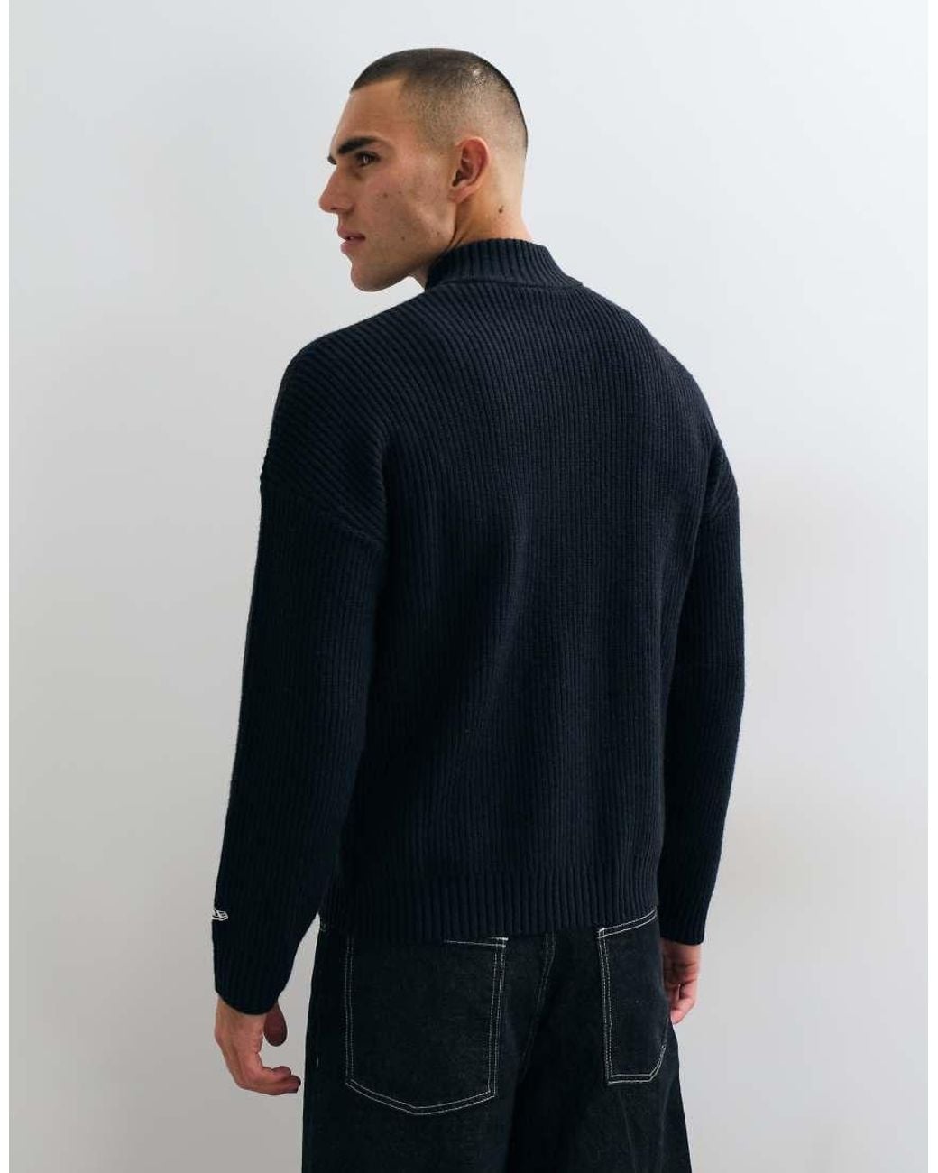 KTZ Blue Ny Yankees Logo Mlb Knitted Zip Through Jumper for men