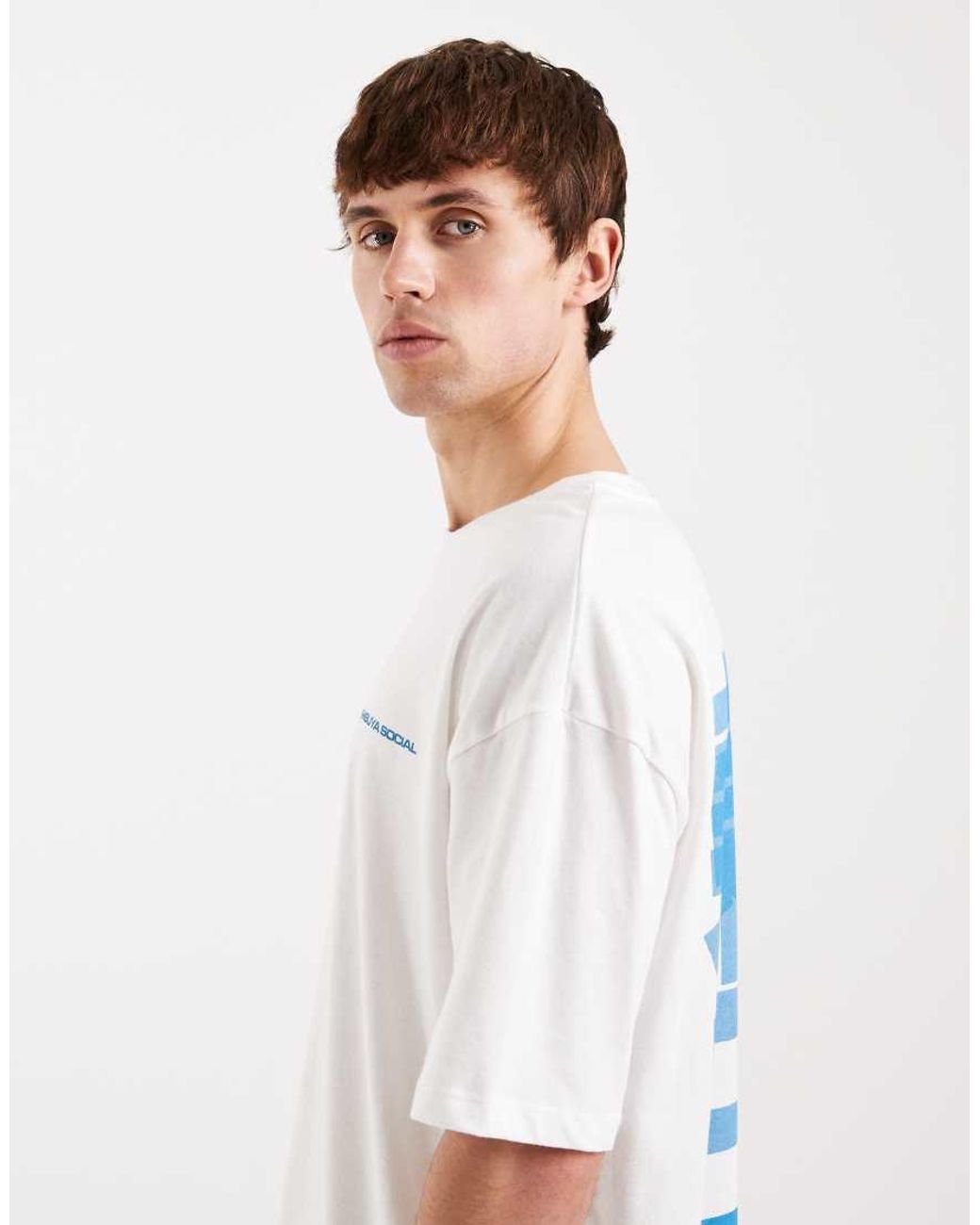 ASOS Blue Oversized T-shirt With Japanese Text Graphic for men