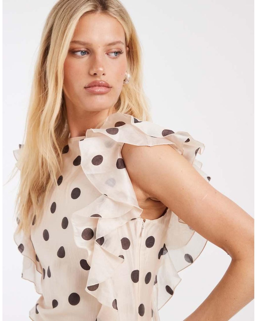 & Other Stories White Maxi Dress With Ruffle Edging And Low Back