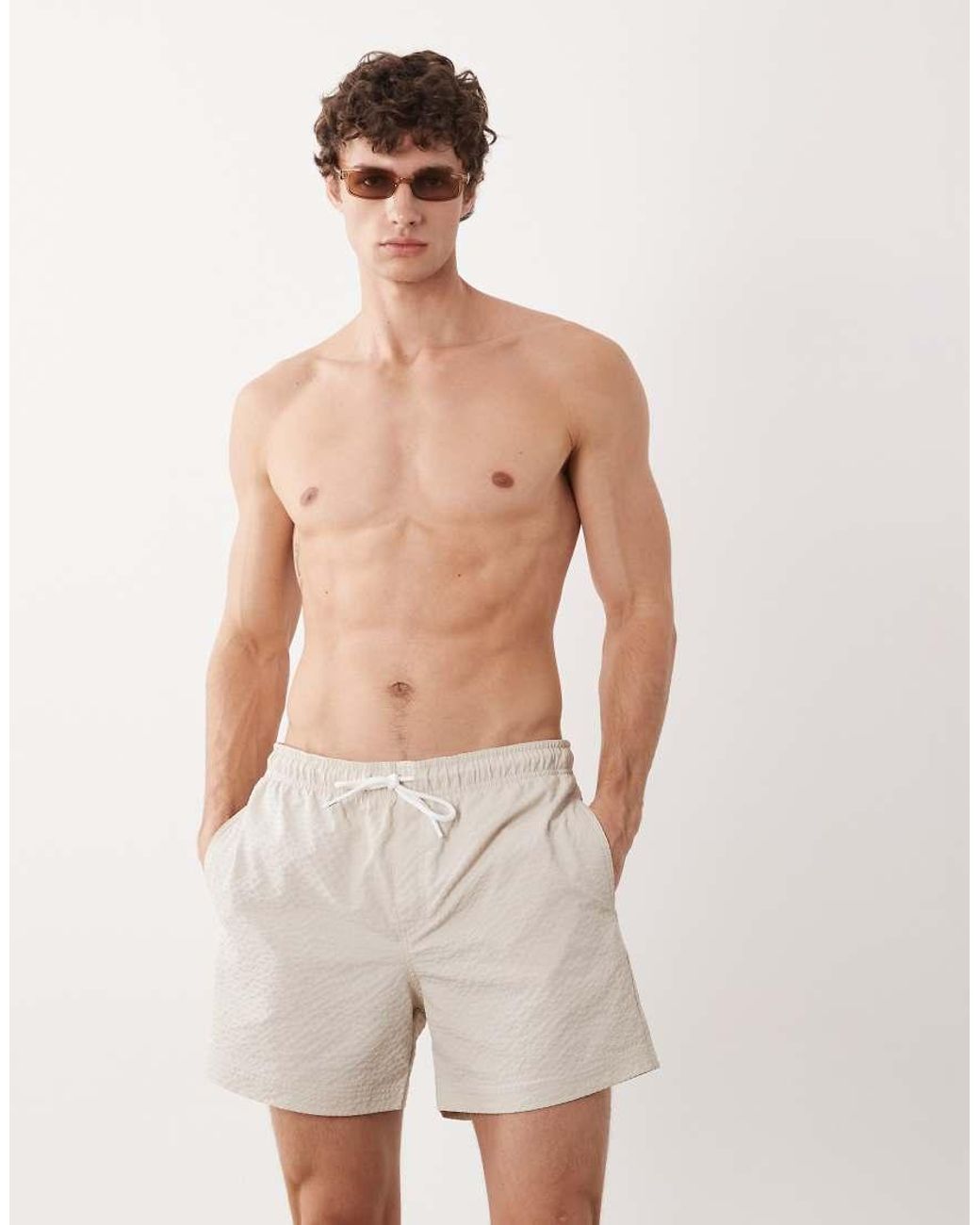 Jack & Jones Natural Seersucker Swim Shorts for men