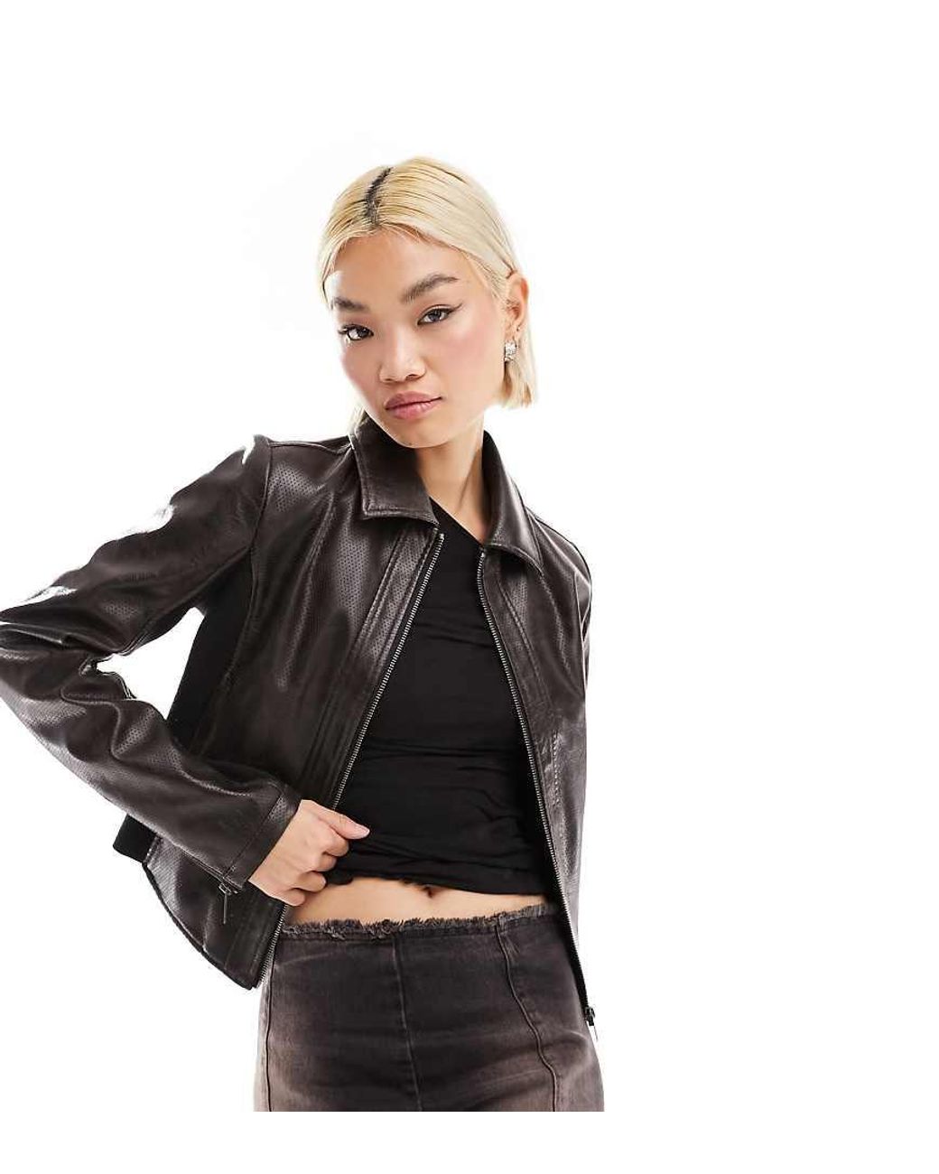 Collusion oversized leather look biker jacket deals