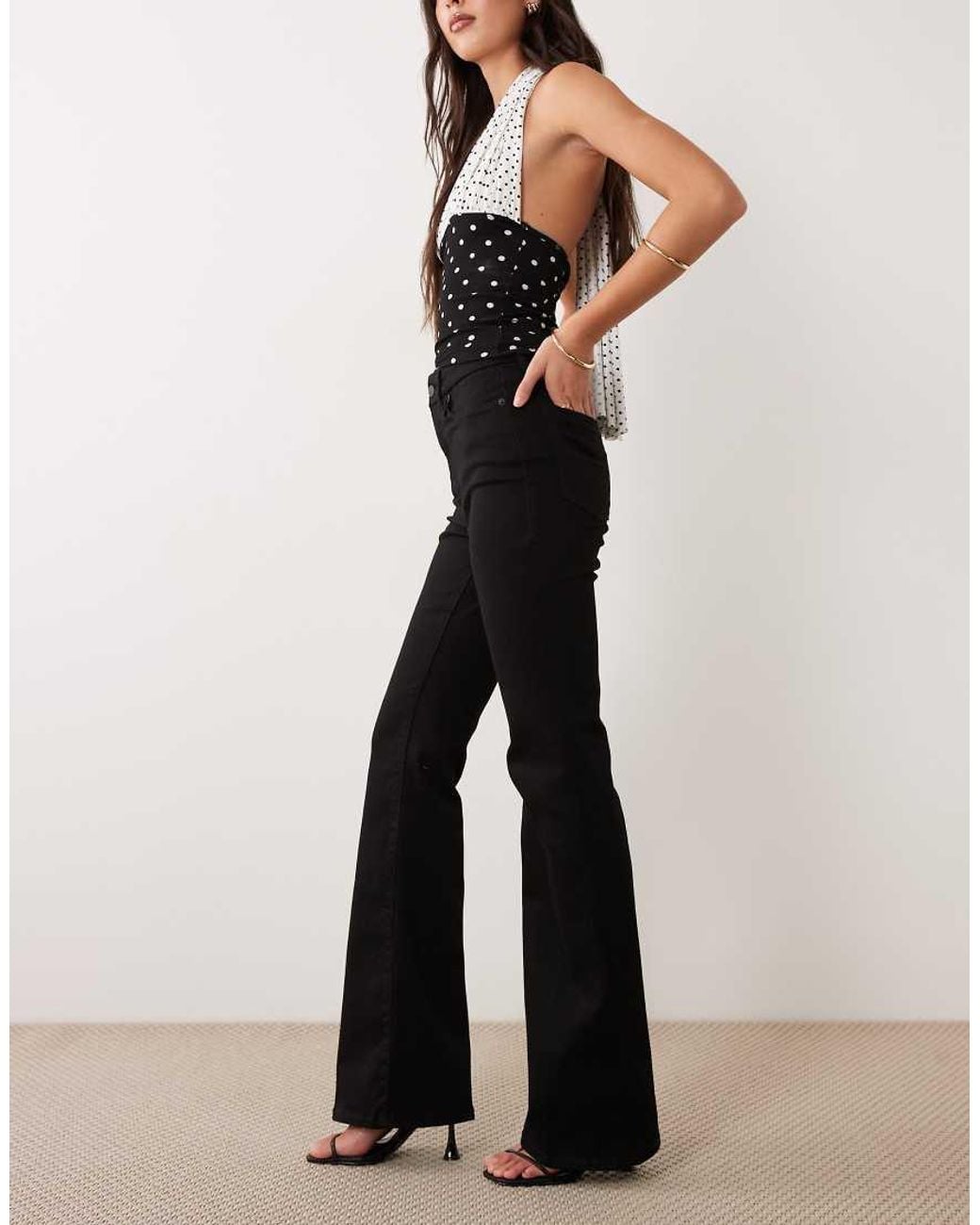 GOOD AMERICAN Black Good Classic High Waisted Bootcut Power Stretch Denim Jeans