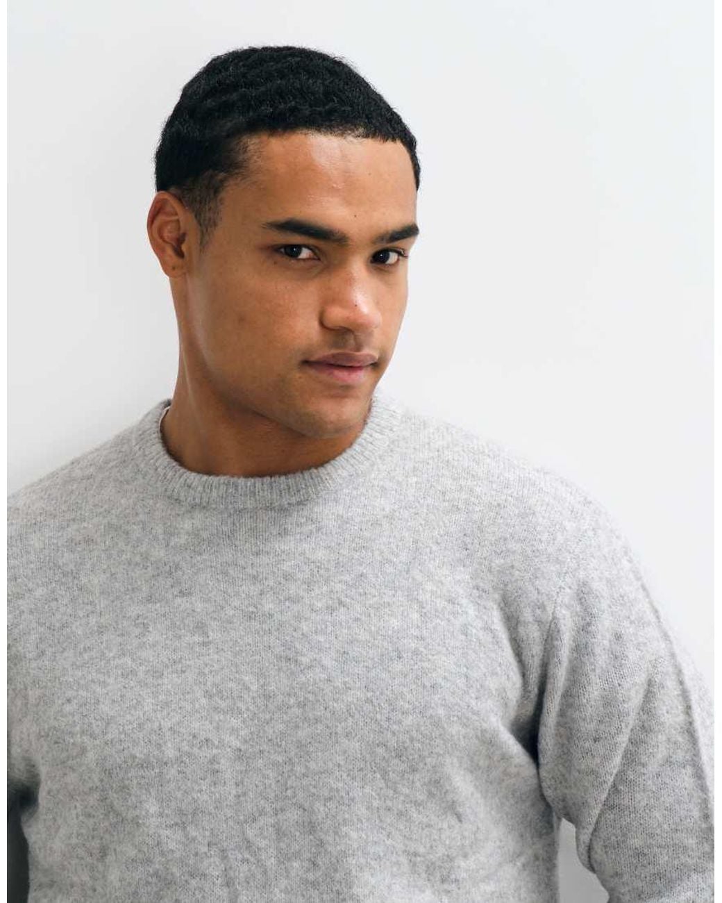 Brave Soul Gray Studio Crew Neck Jumper for men