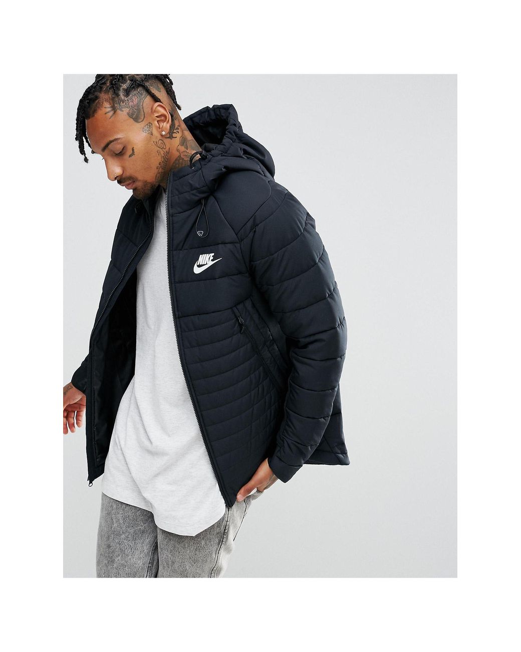 Nike Av15 Padded Jacket With Hood in Black for Men | Lyst UK