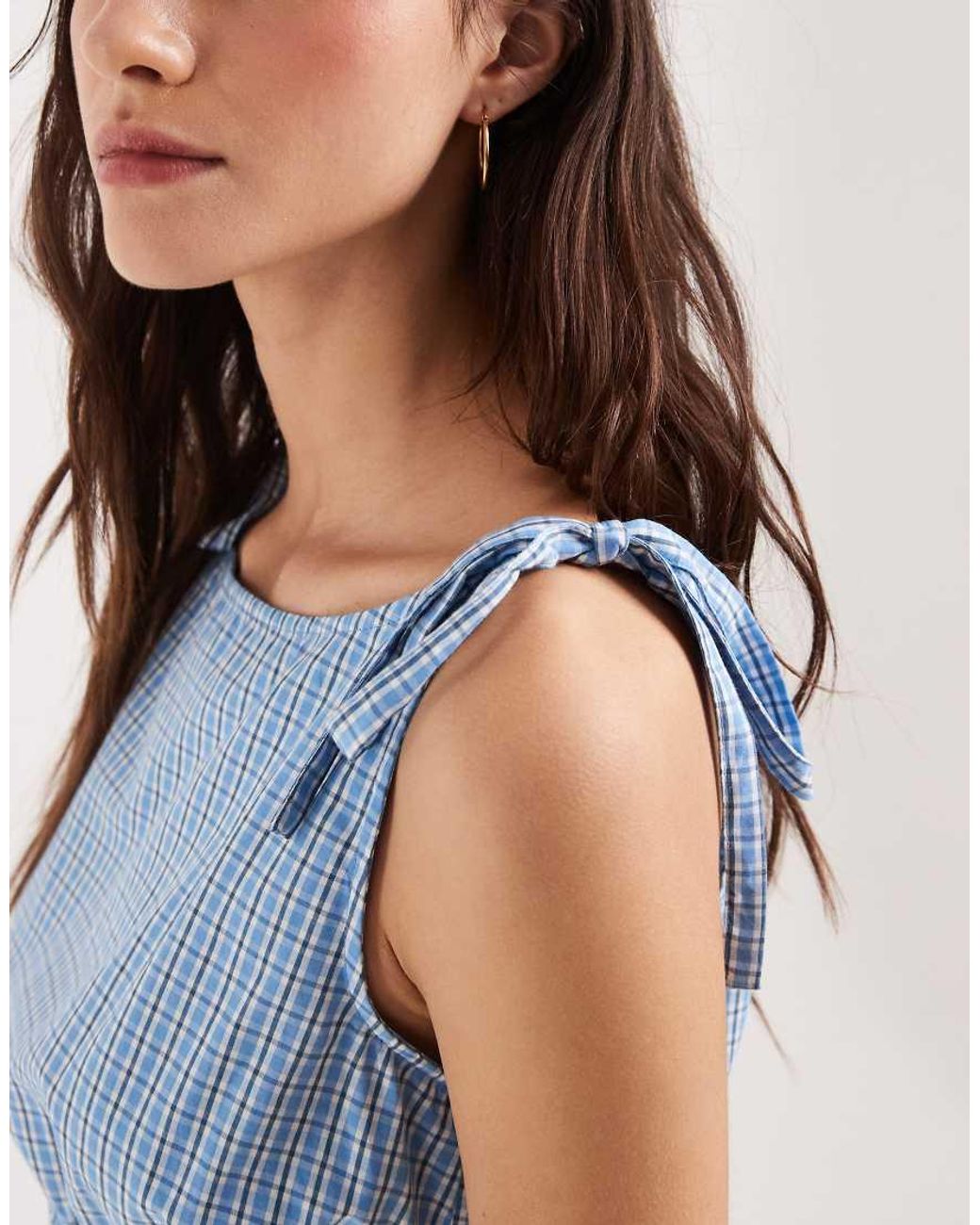 JJXX Blue Seersucker Check Top