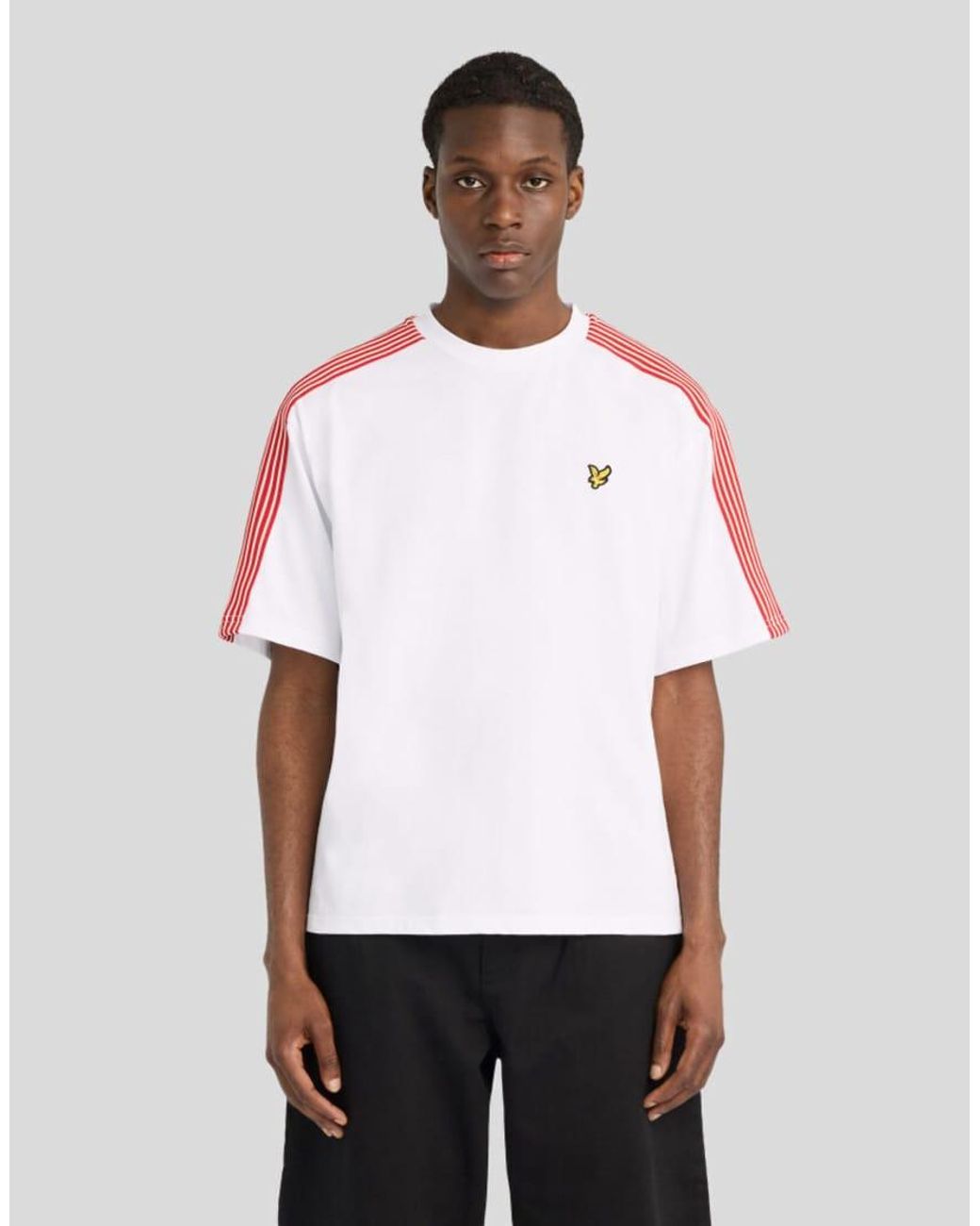Lyle & Scott White Ls T-Shirt Stripe Taped T-Shirt for men