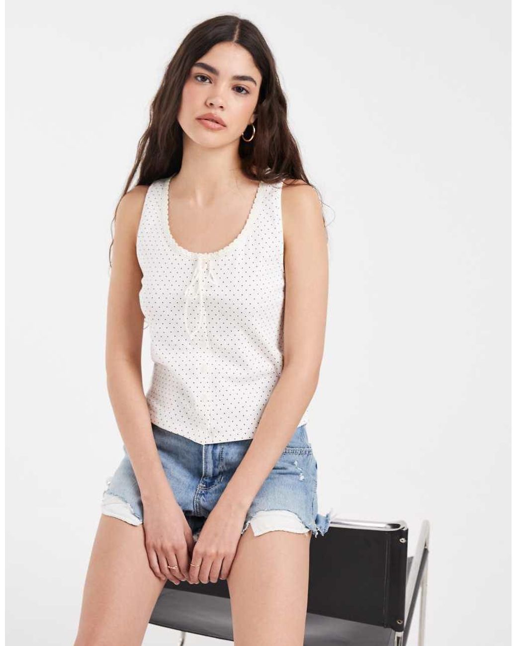 Levi's White Dry Goods Ditsy Print Pointelle Cami Top