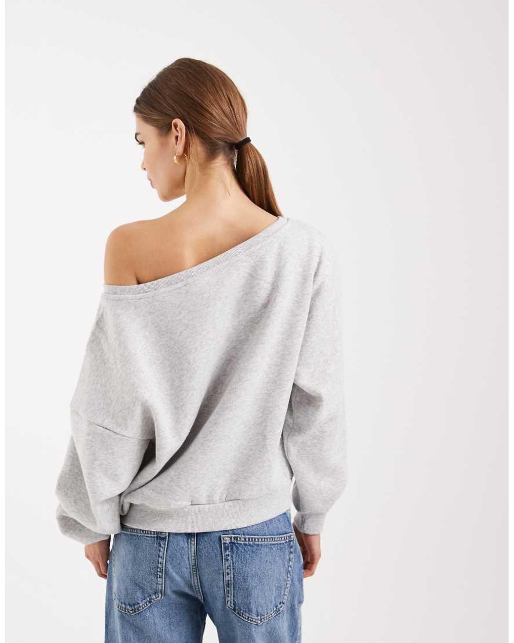 ONLY White Asymmetric Neck Sweatshirt