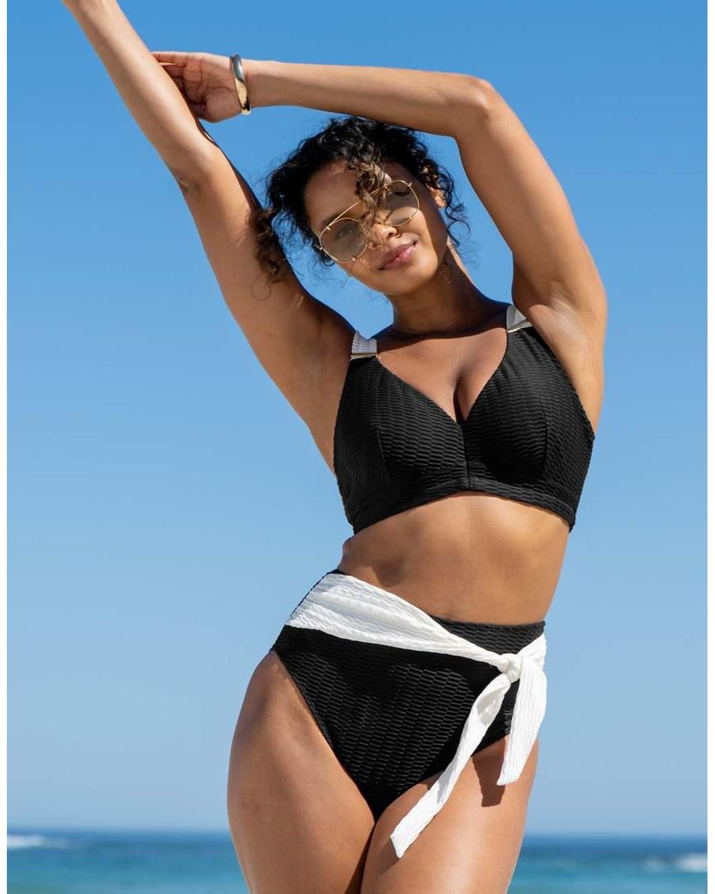 Pour Moi Black Acapulco High Waist Belted Control Brief
