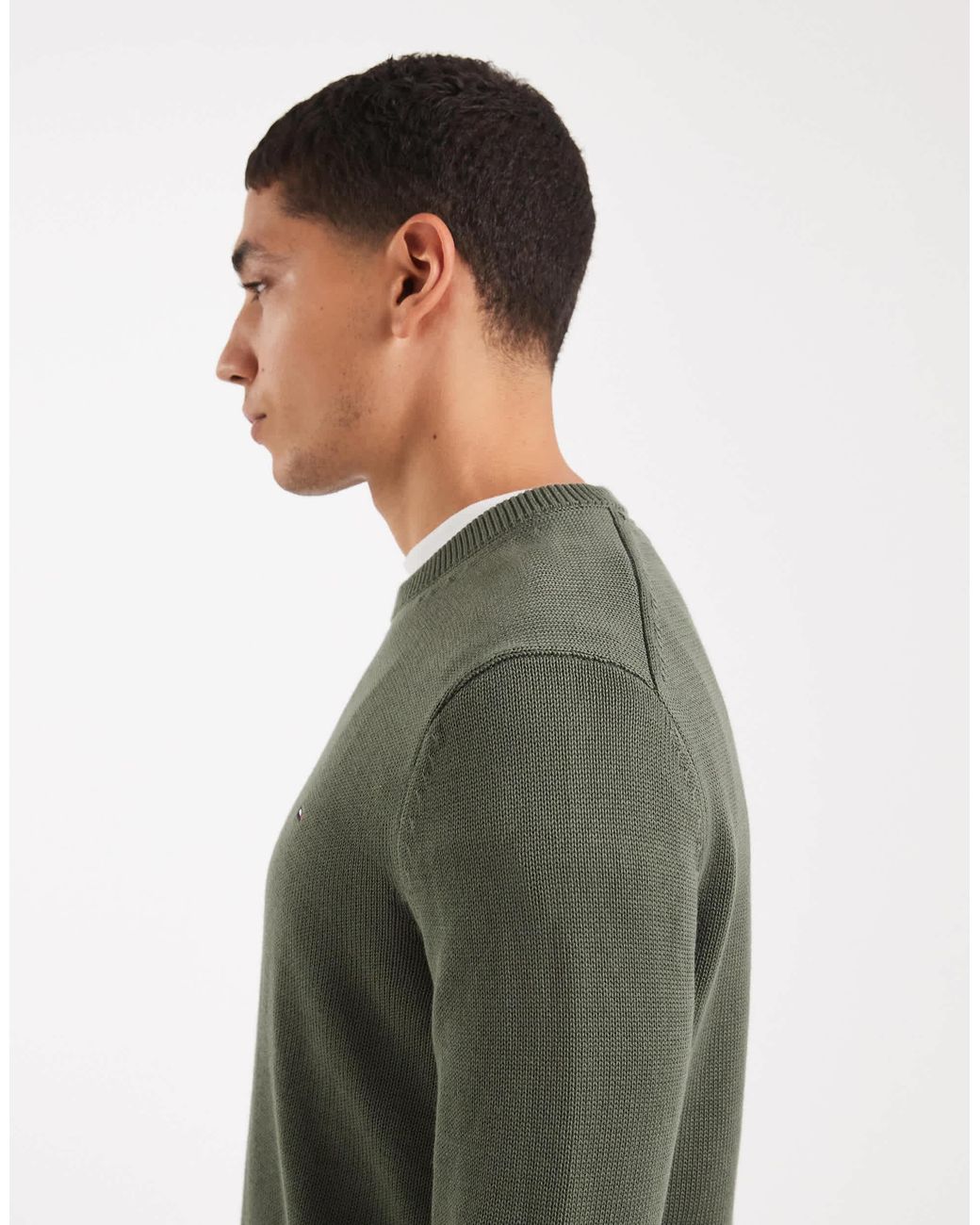 Tommy Hilfiger – basic-pullover in Green für Herren