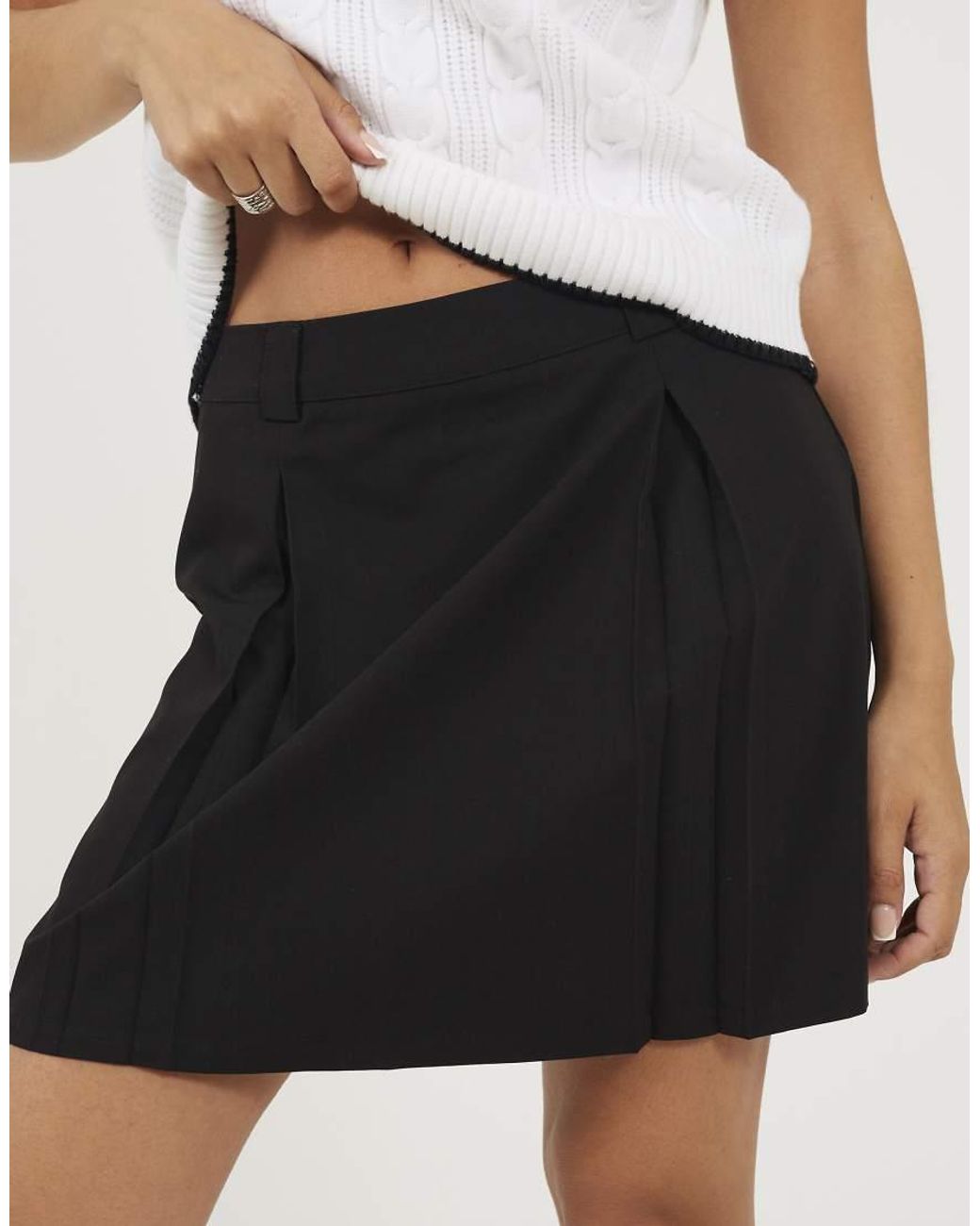 Brave Soul Black Pleated Mini Skirt