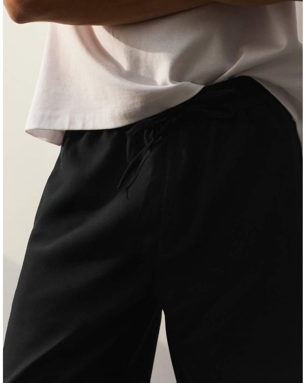 Pull&Bear White Tailored Fit jogger Trousers for men