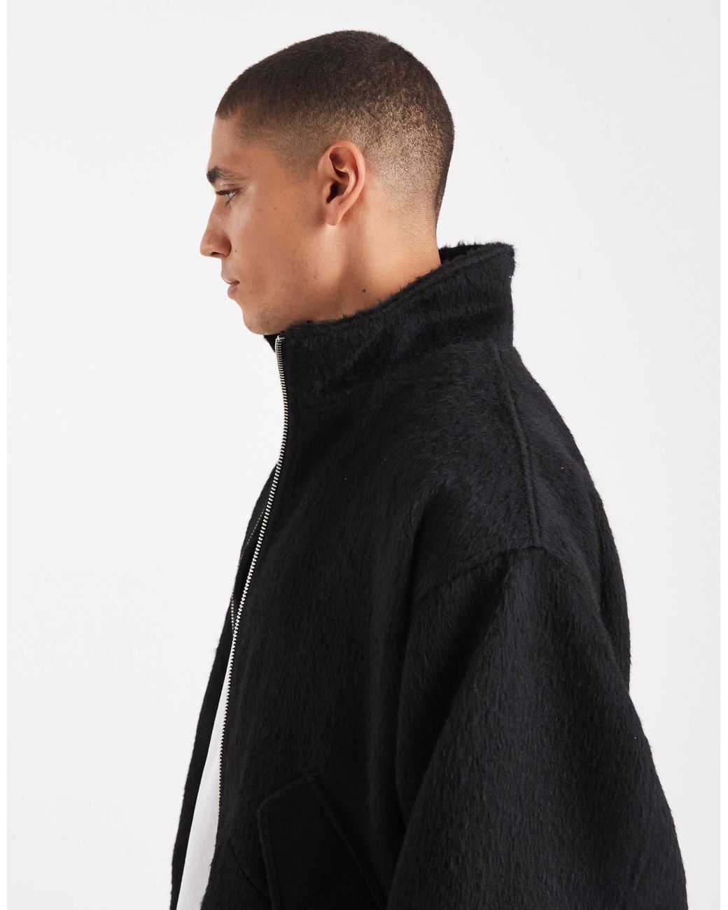 ASOS Black Wool Look Bomber for men