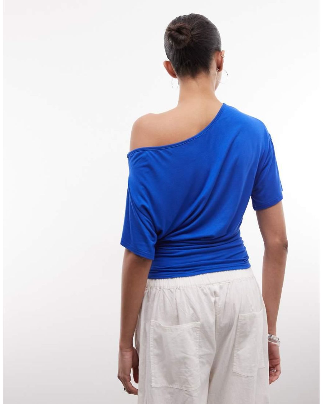 Collusion Blue Off Shoulder Drapey Top
