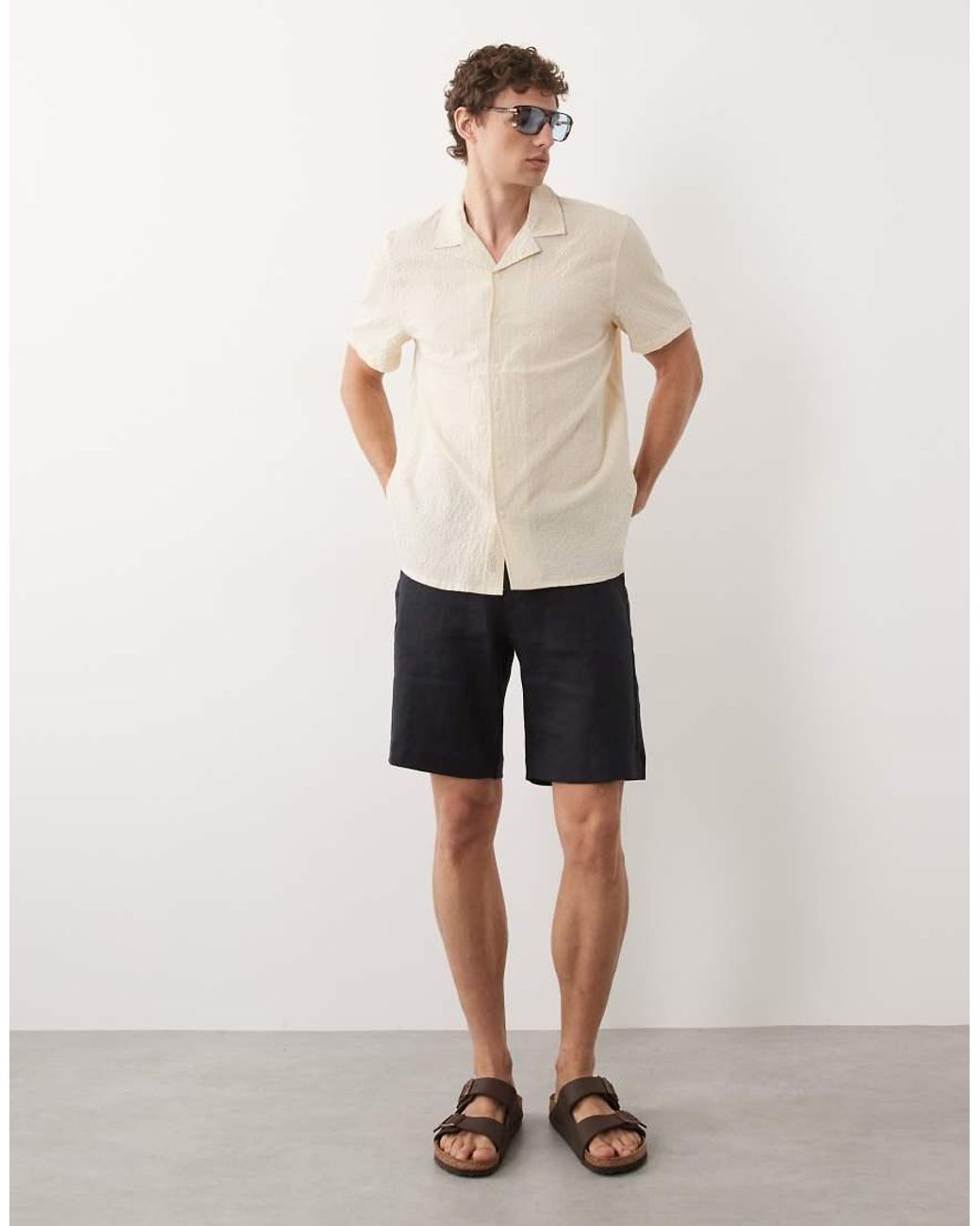 Blend Natural Cotton-rich Cuban Lightweight Seersucker Shirt for men