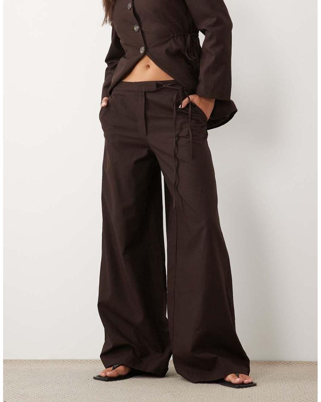 ASOS Brown Tie Waist Trouser