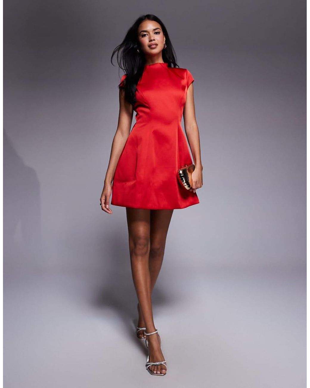 Bardot Red Delphi Satin Mini Dress