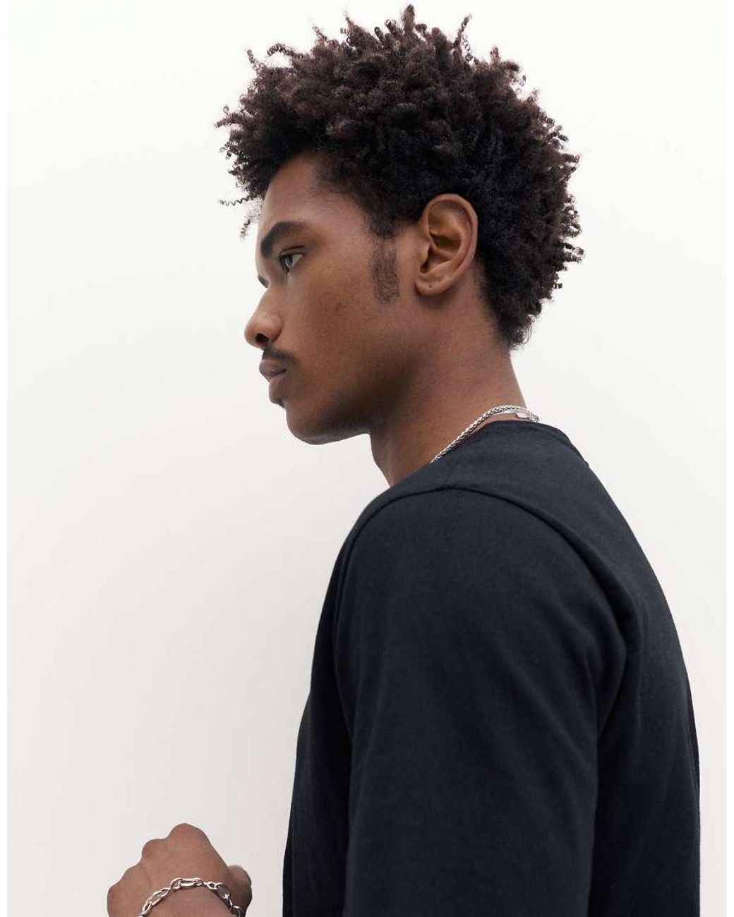 Pull&Bear Black Basic Short Sleeve Cotton T-Shirt for men