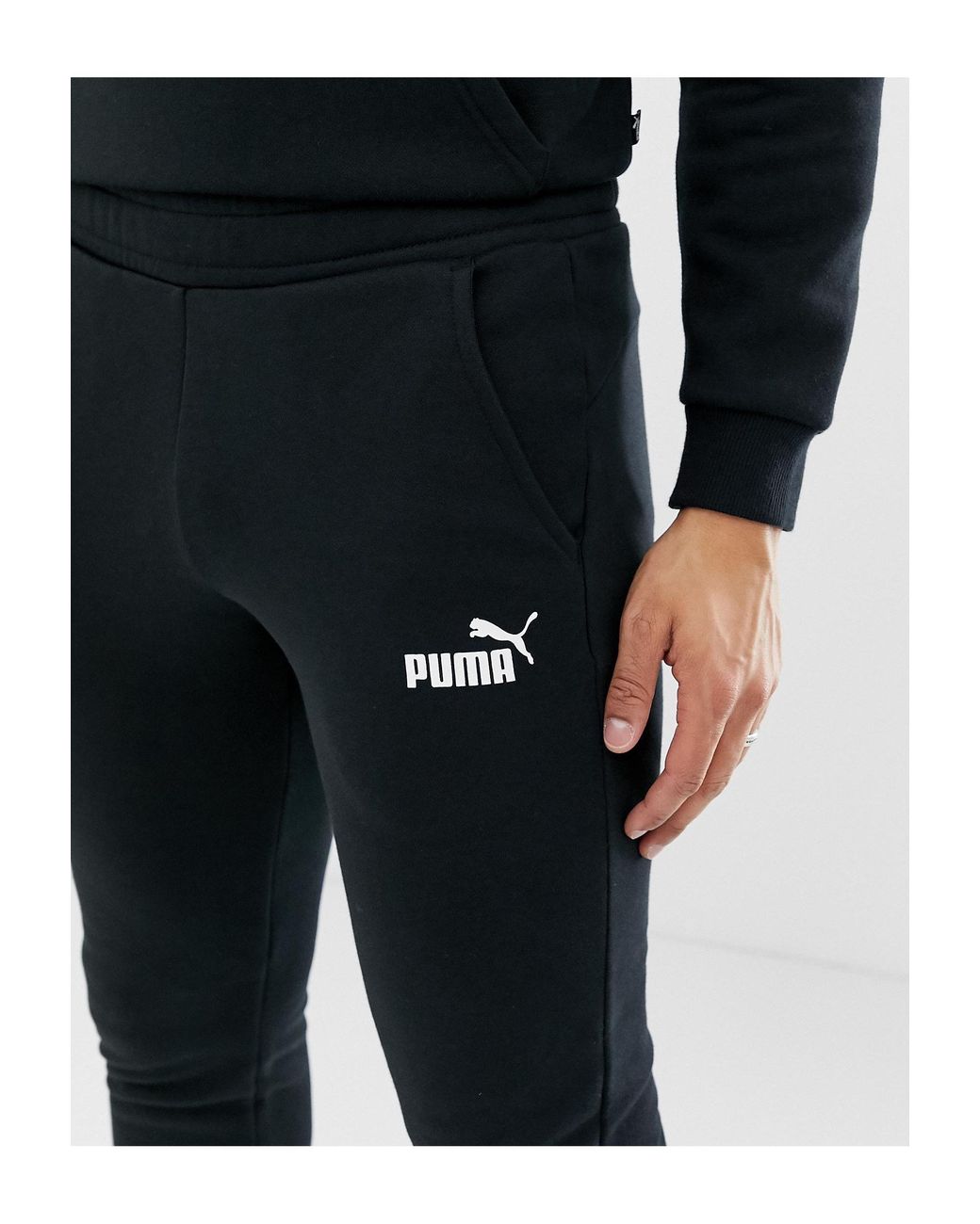 puma essentials slim fit joggers in black