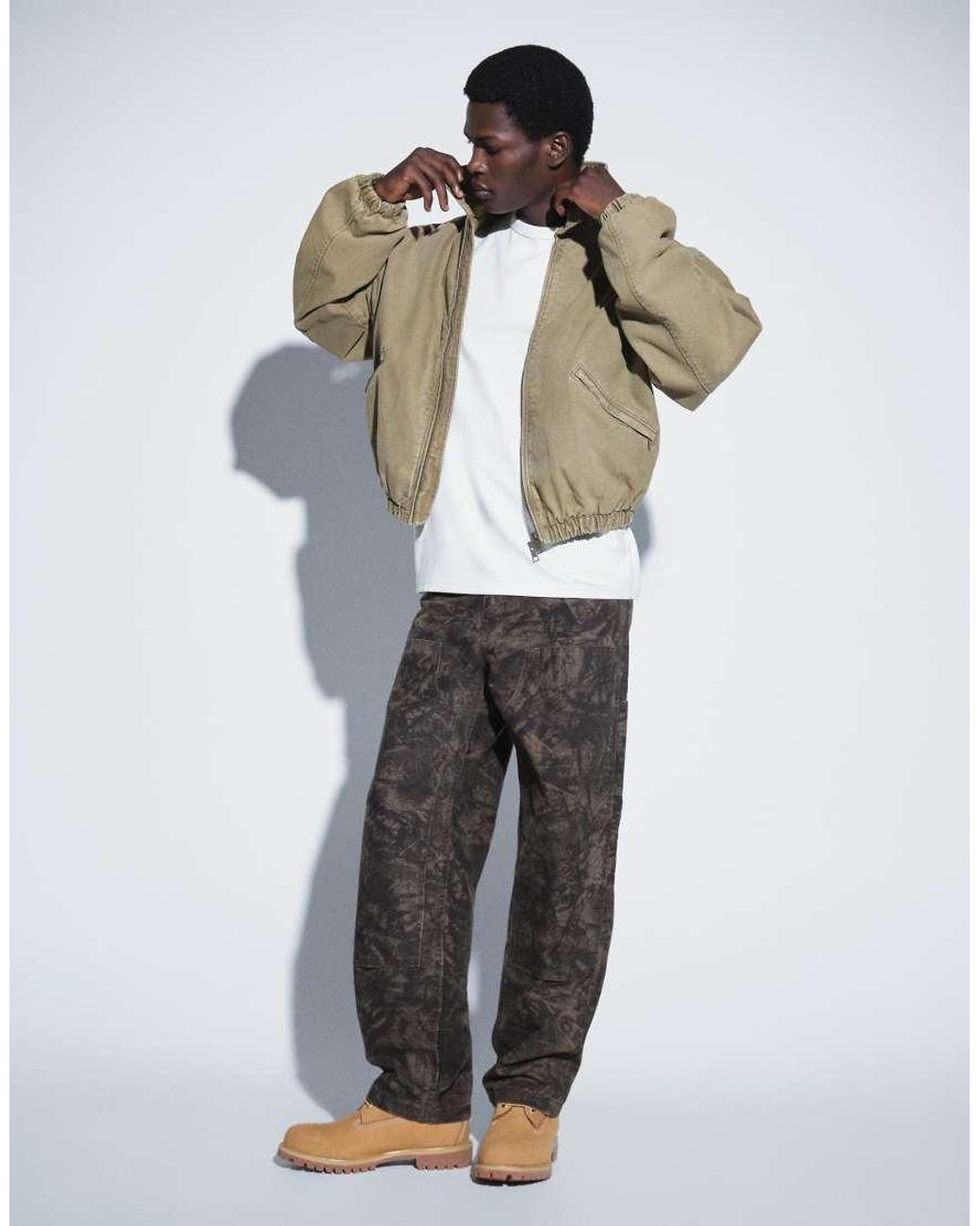 Weekday Natural Canvas Bomber Jacket for men