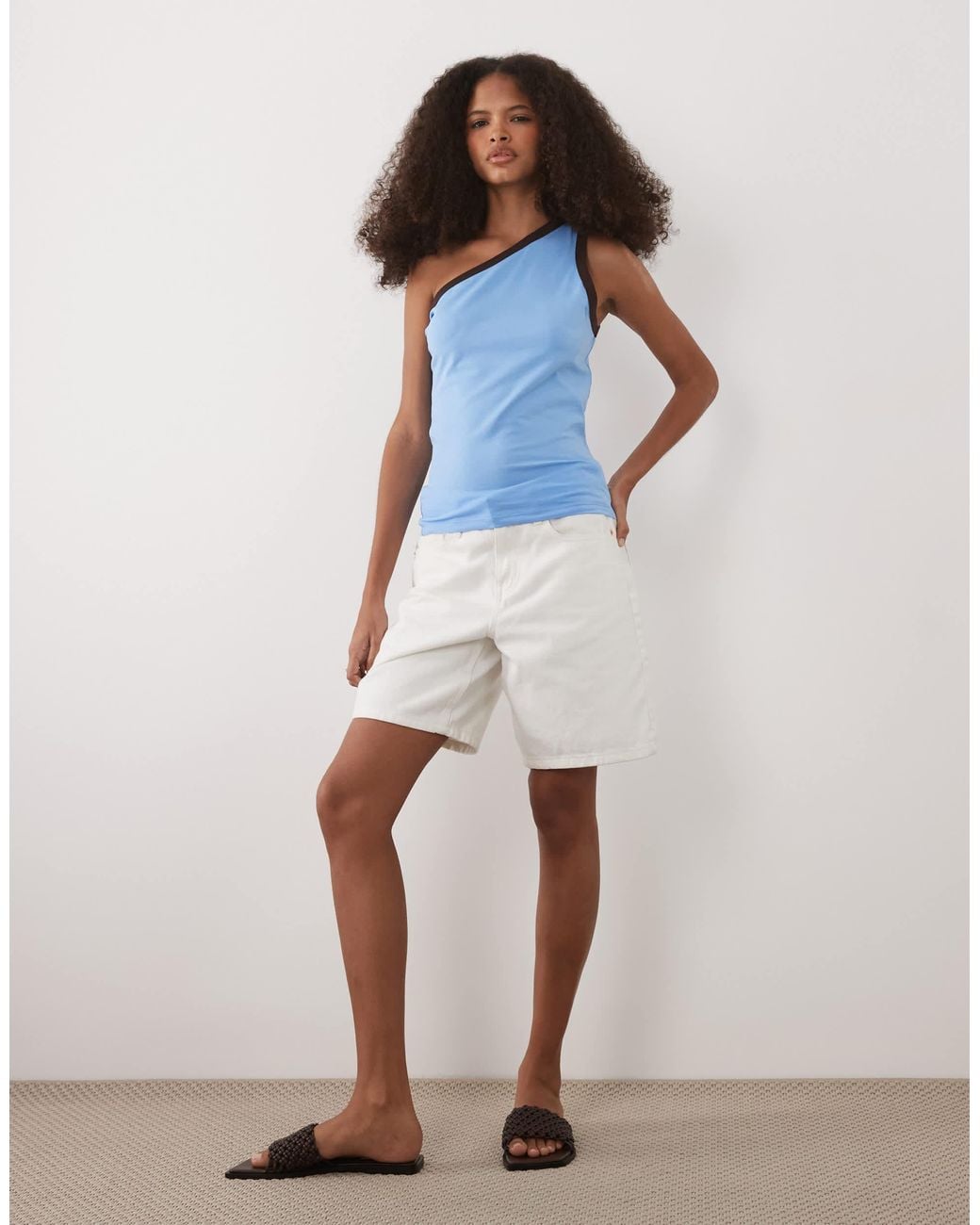 ASOS Blue One-shoulder Ringer Top