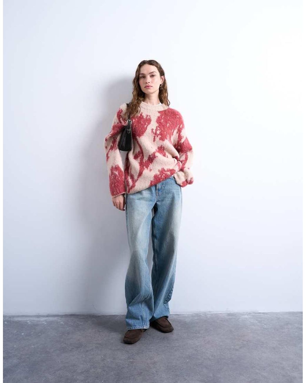 TOPSHOP Knitted Blurred Floral Jumper