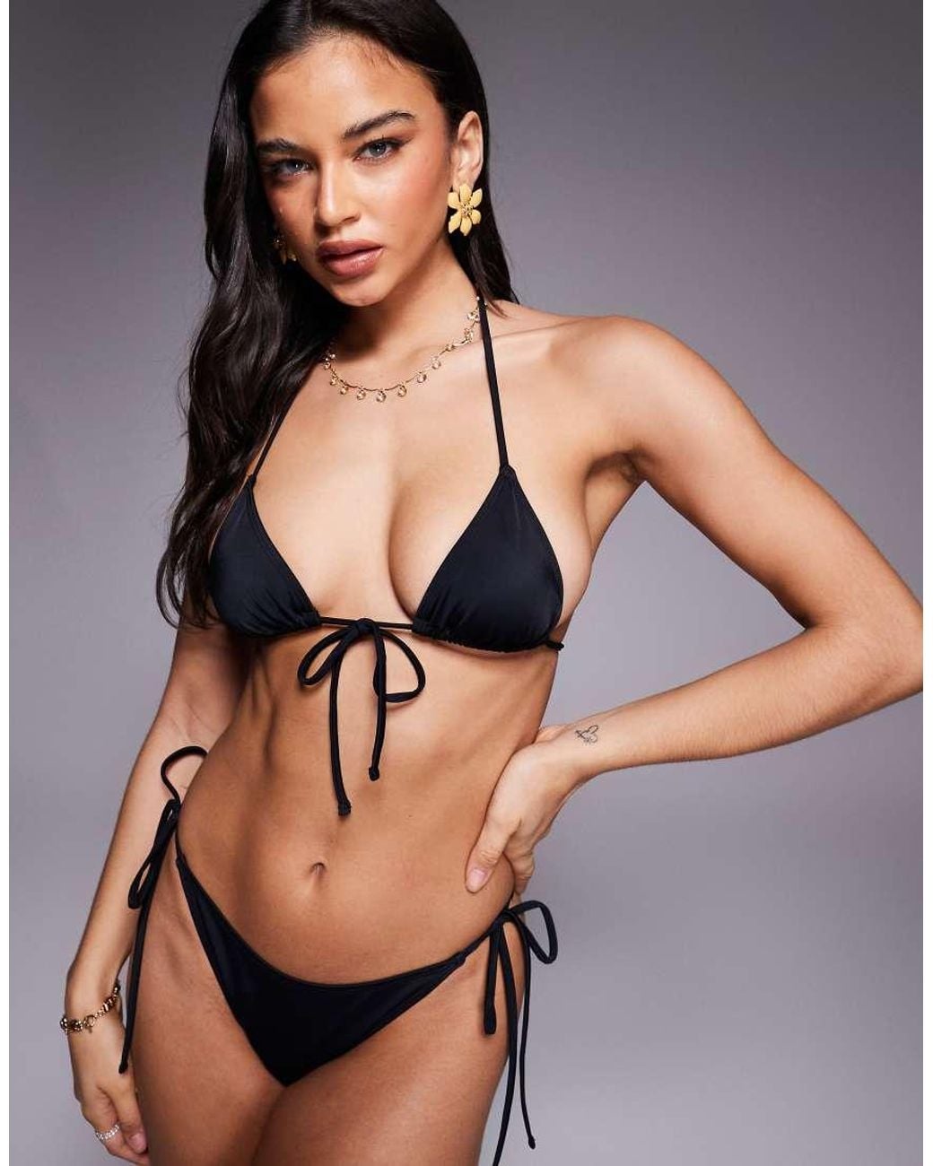 ASOS Black Maya Rio High Leg Tie Side Bikini Bottom