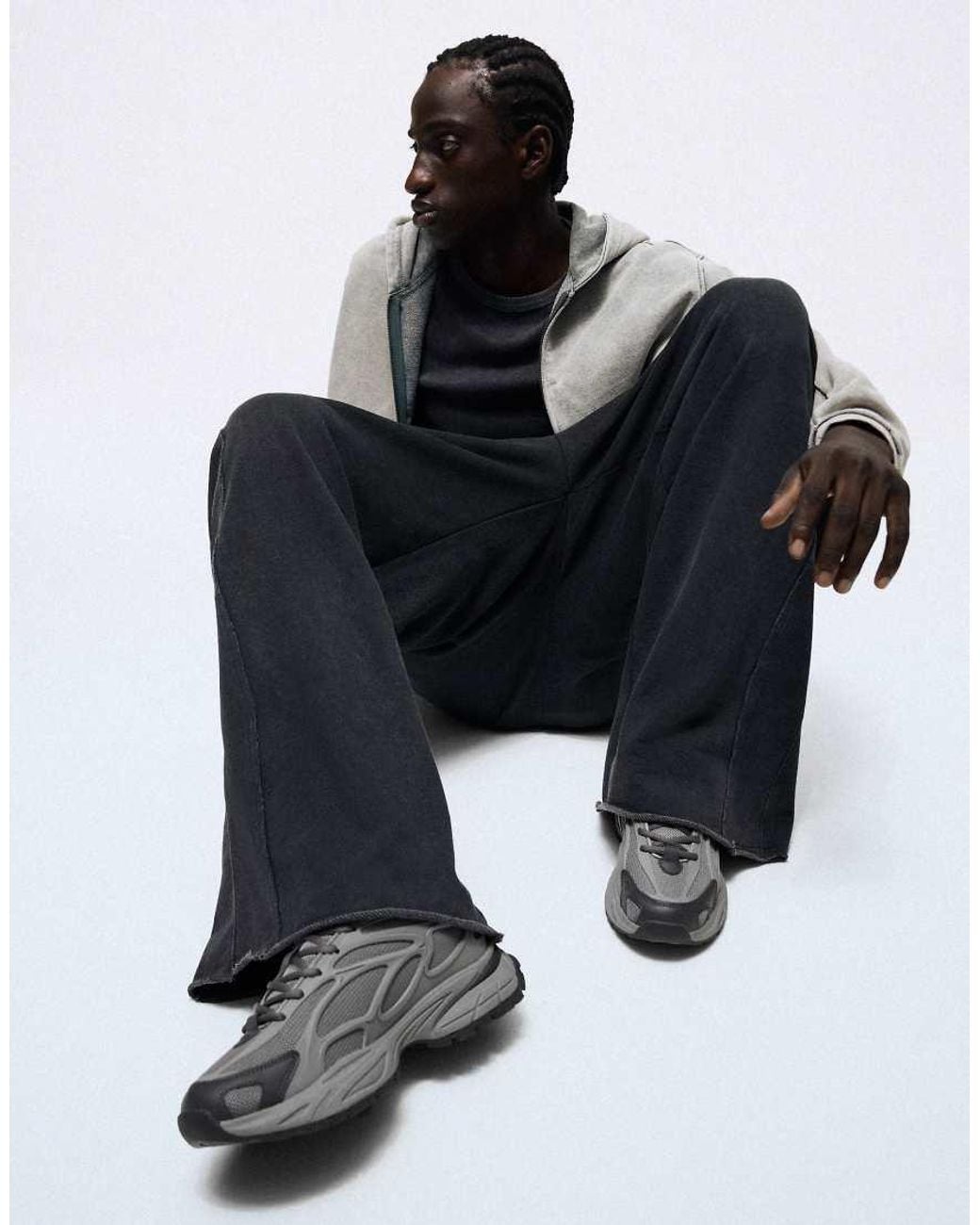 Bershka White Chunky Combination Sneakers for men