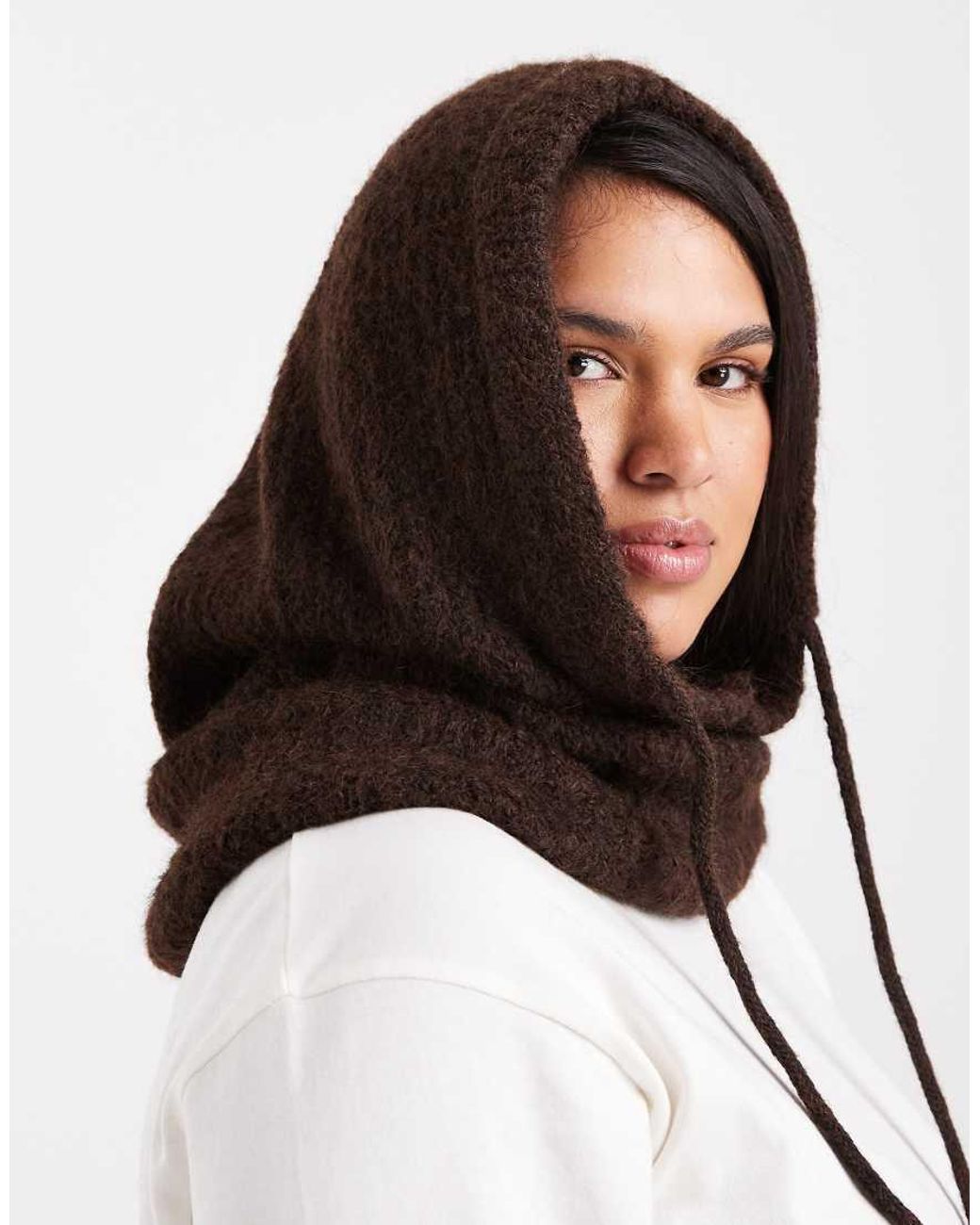 Pieces Brown Oversized Balaclava Snood
