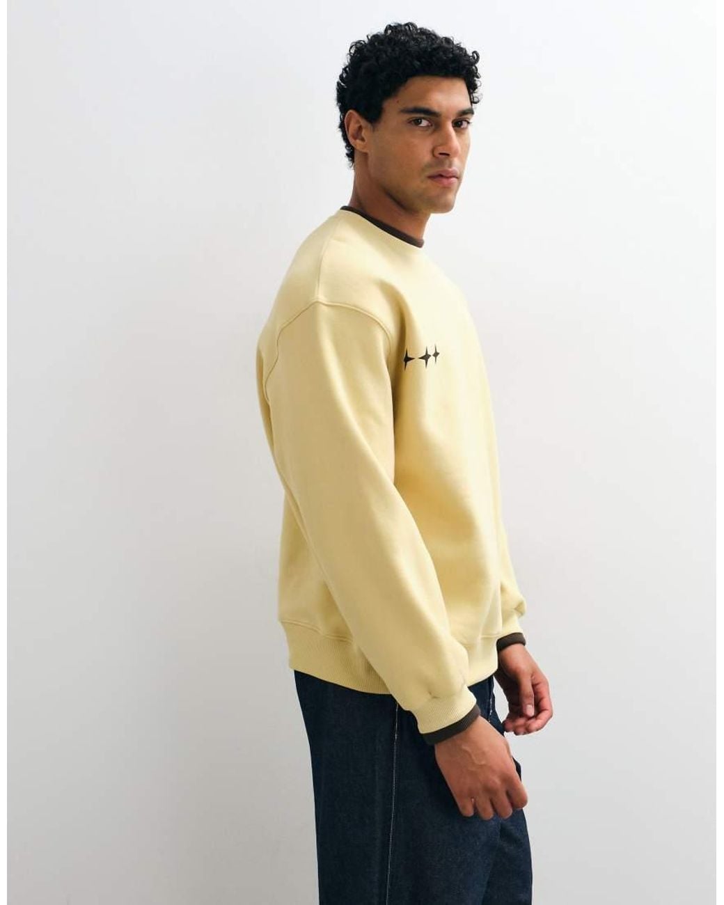 ASOS Natural Oversized Sweatshirt With Mock Double Layer for men