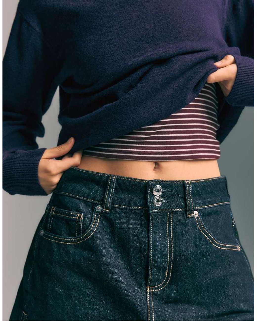 Stradivarius Blue Soft-touch Basic Knit Sweater