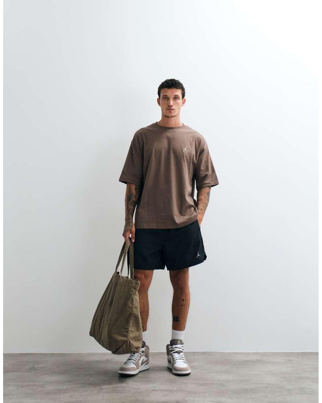 Nike Brown Logo Spine Print Oversized T-Shirt for men