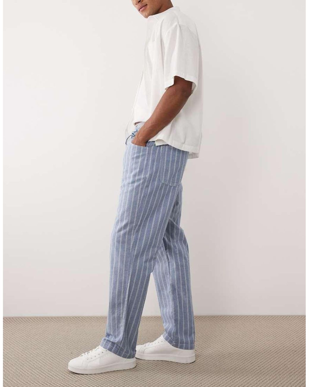 ASOS Blue Straight Fit Trousers for men