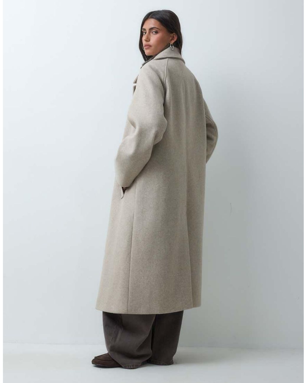 ASOS Gray Longline Double Breasted Coat