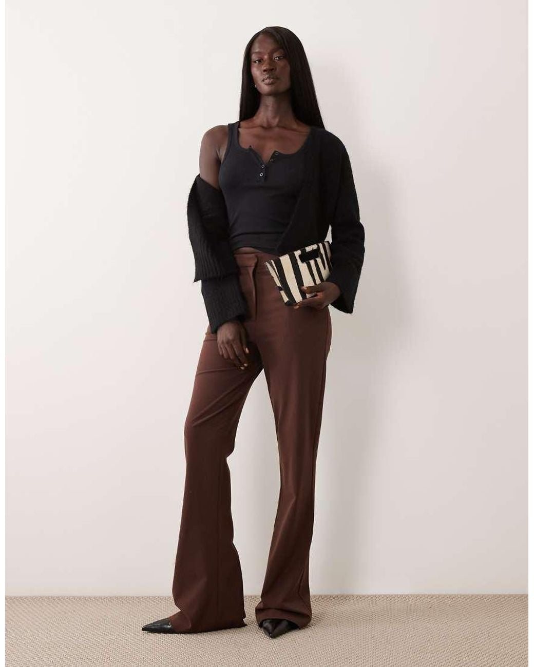 ASOS Brown Tall Tailored Snatch Flare