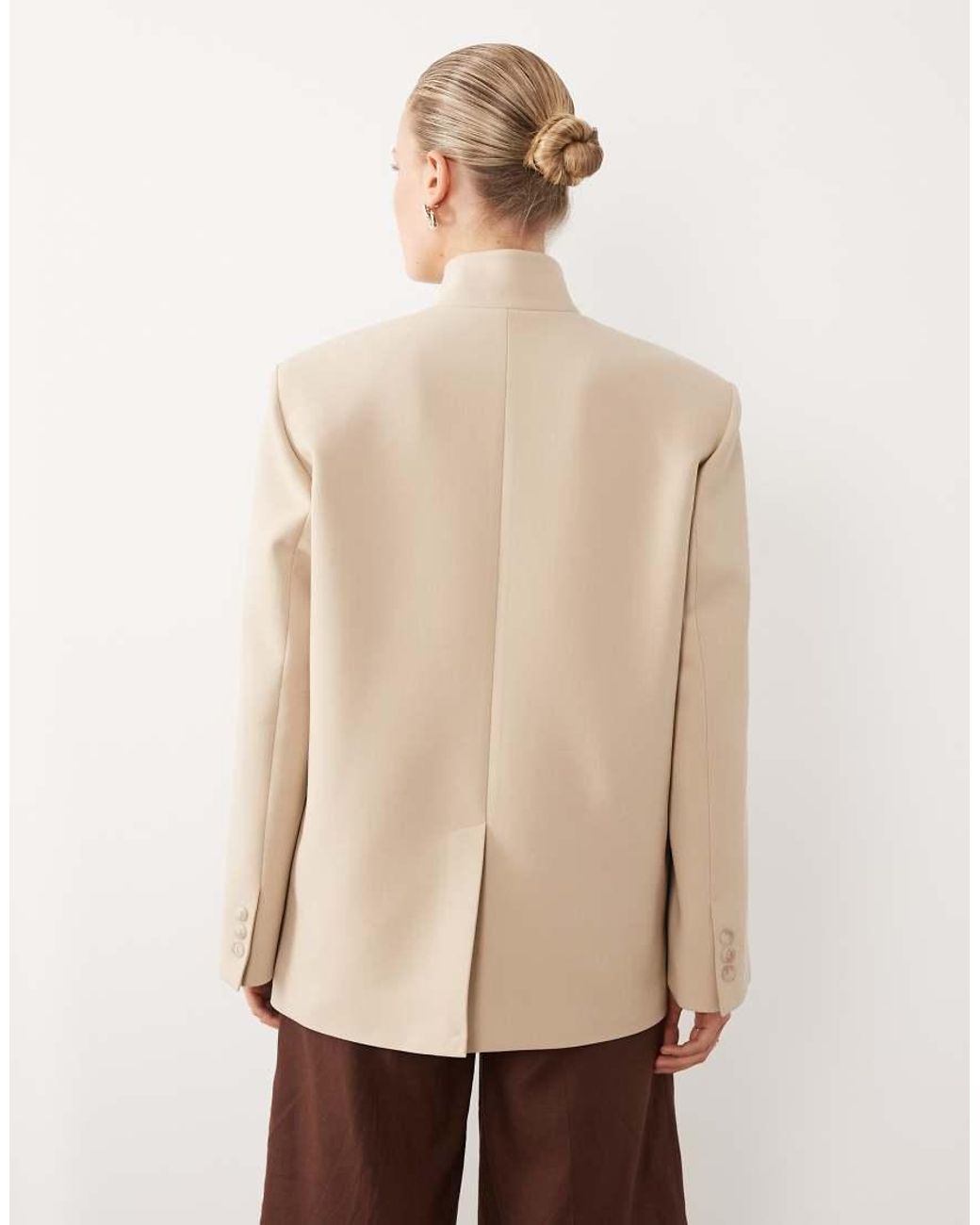 ASOS Natural Funnel Neck Wrap Blazer