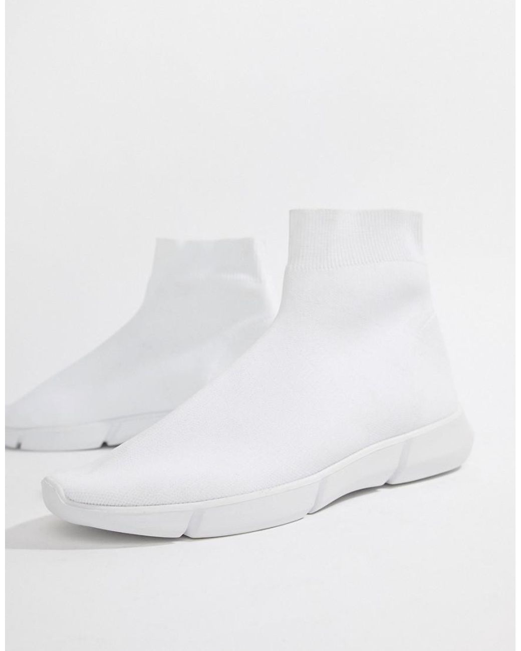 ASOS Slip On Sock Sneakers In White Knit for Men | Lyst UK