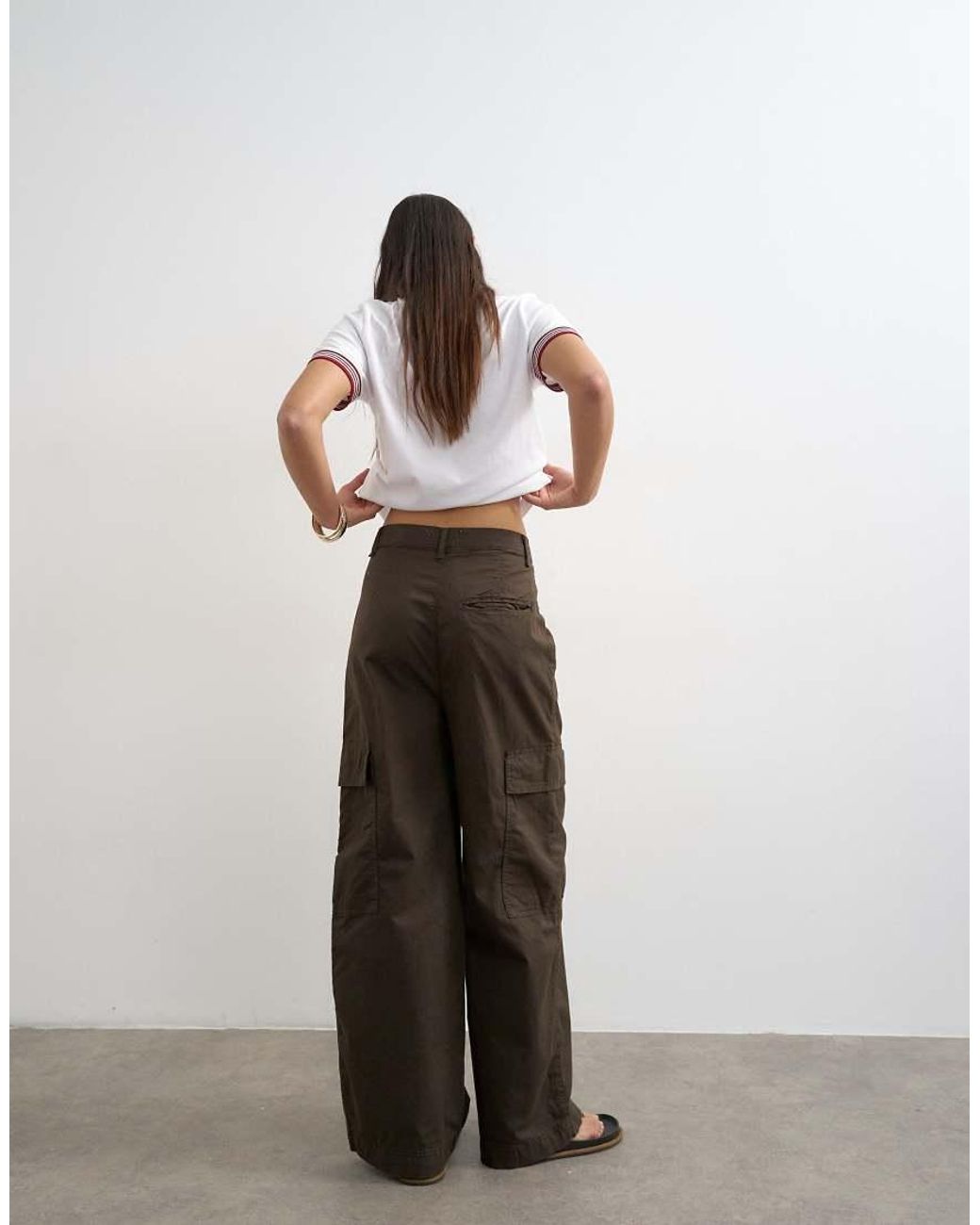 TOPSHOP White High Rise Barrel Leg Trousers With Pleat