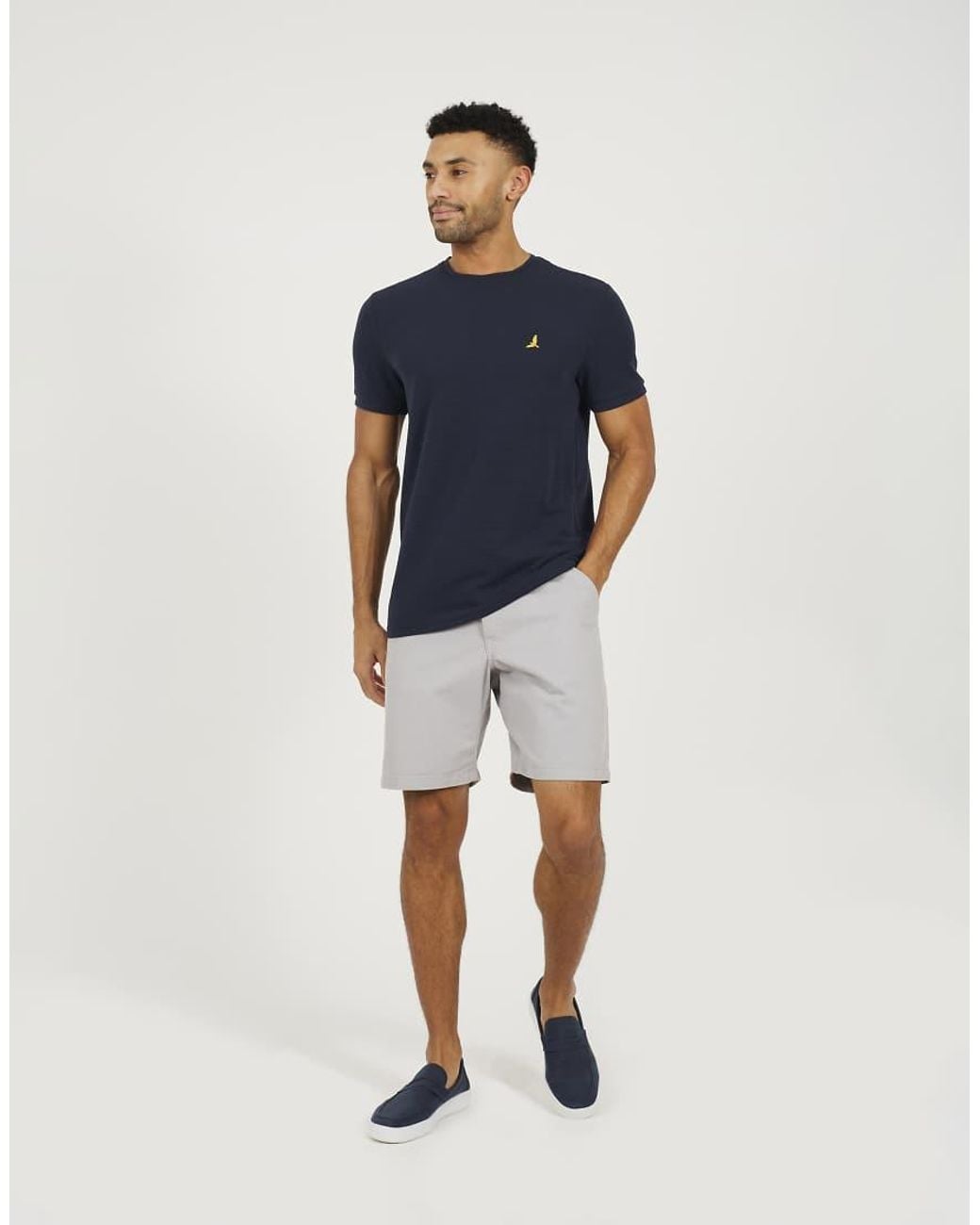 Brave Soul Blue Embroidered Crew Neck T-Shirt for men