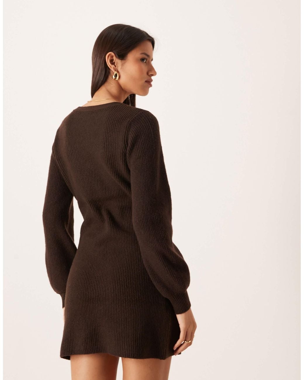Aware Black Knitted Button Front Mini Dress