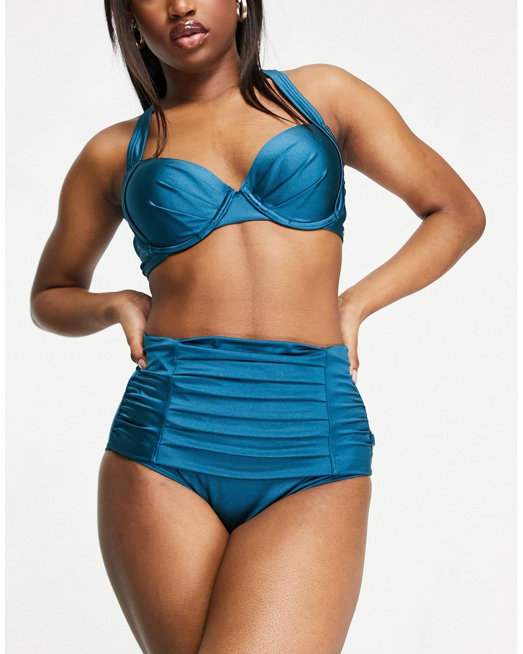 Calvin Klein Ck Swim High Waist Bikini Bottoms in Blue | Lyst