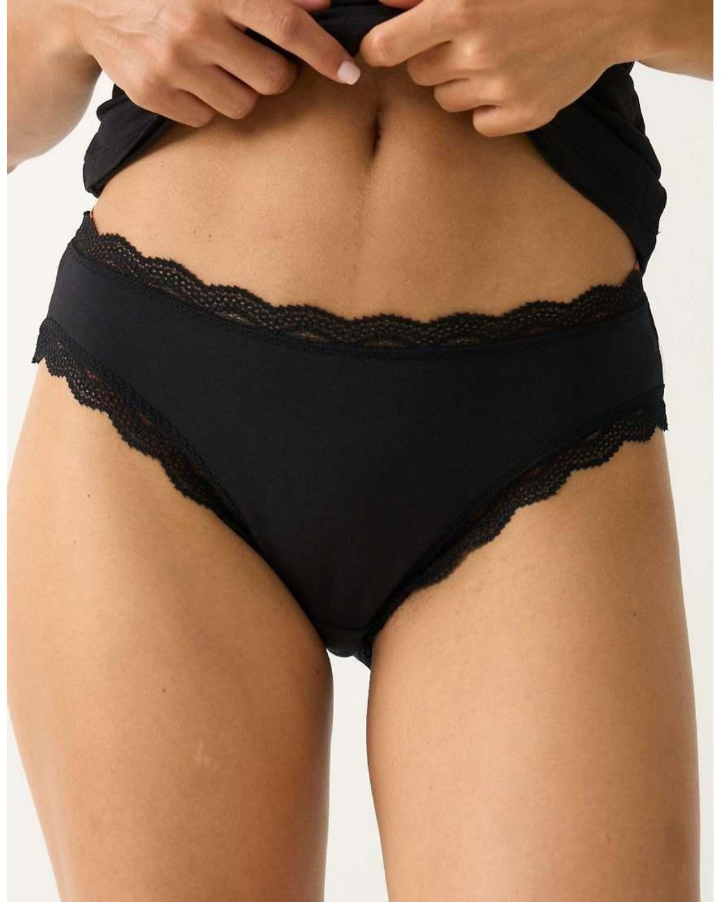Stripe & Stare Black Mid Rise High Leg Knicker Four Pack