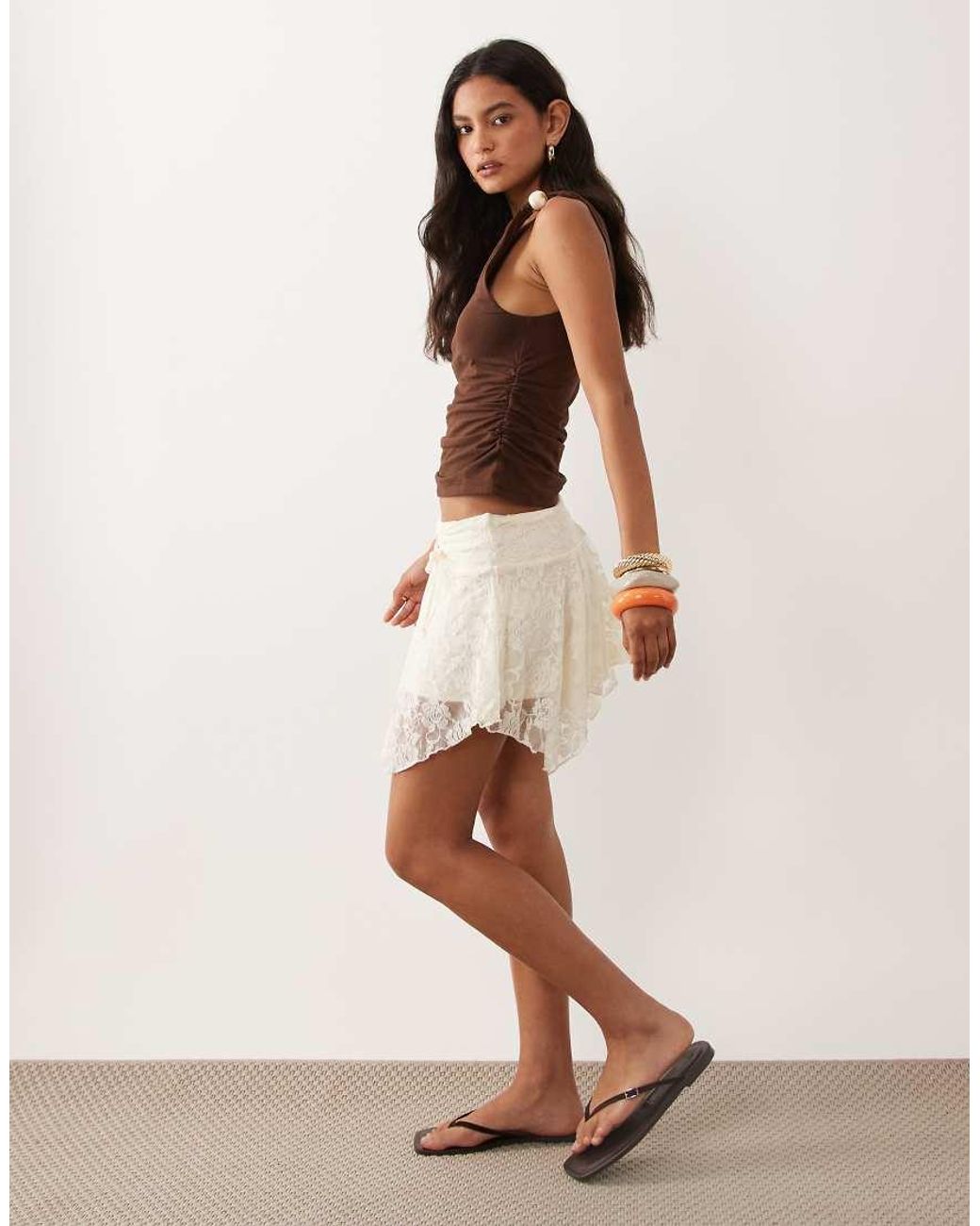 Cotton On Brown Sandy Hanky Hem Mini Skirt