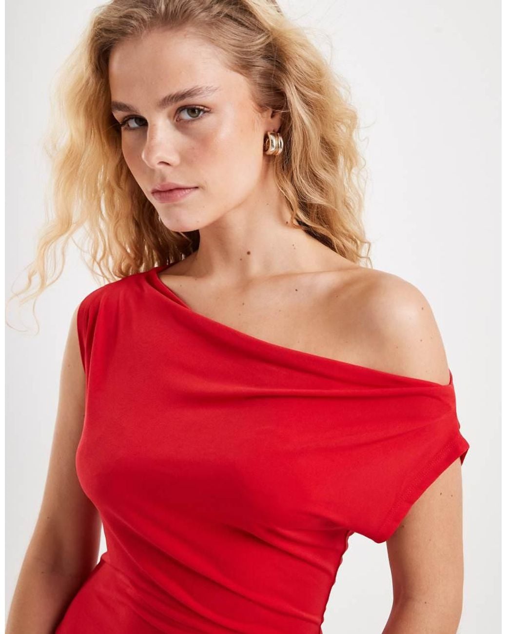 JJXX Red Laura Asymmetric Sleeveless Top